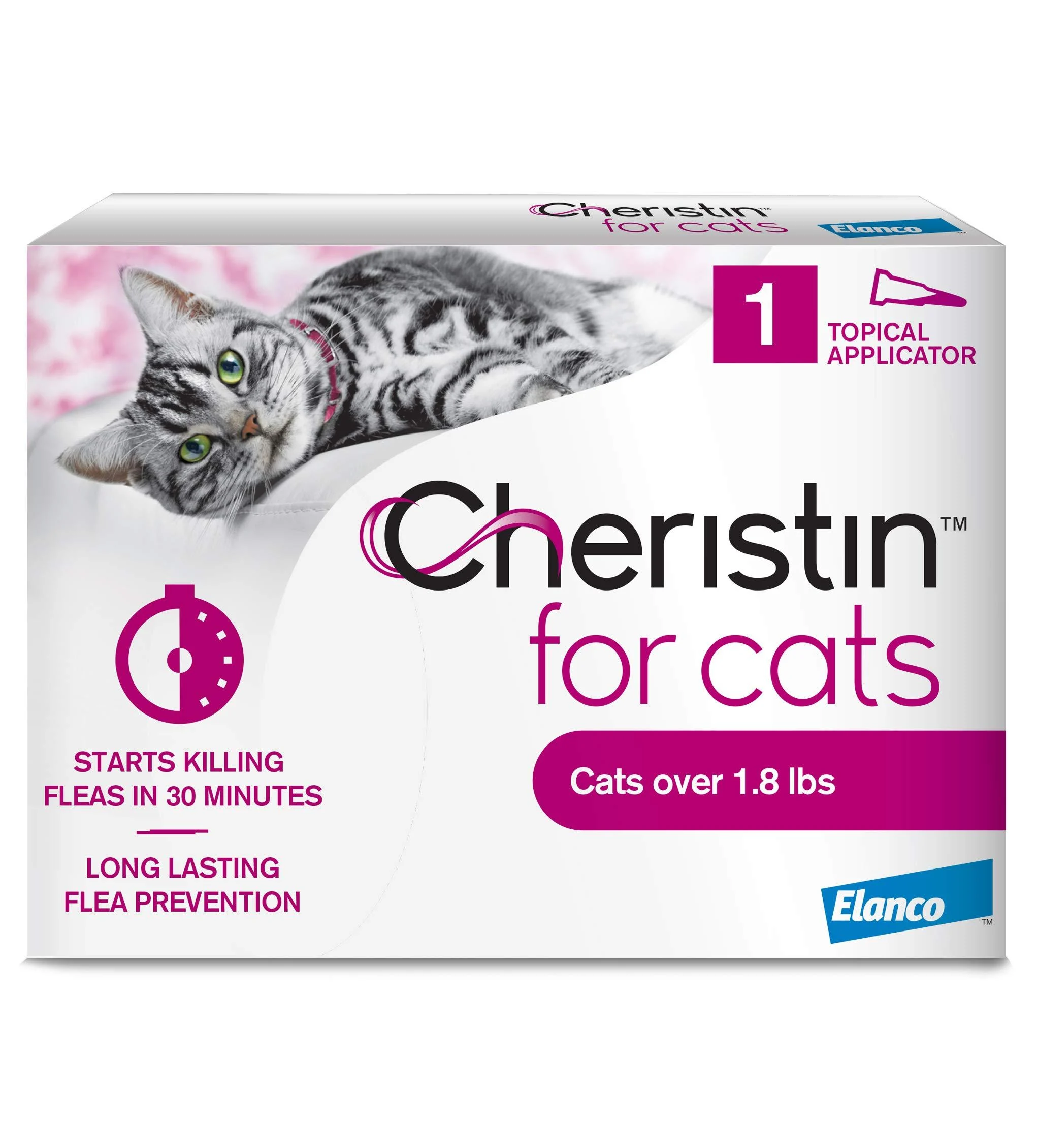 Cheristin for Cats Topical Flea Prevention Starts Killing Fleas in 30 Minutes, 1 Dose