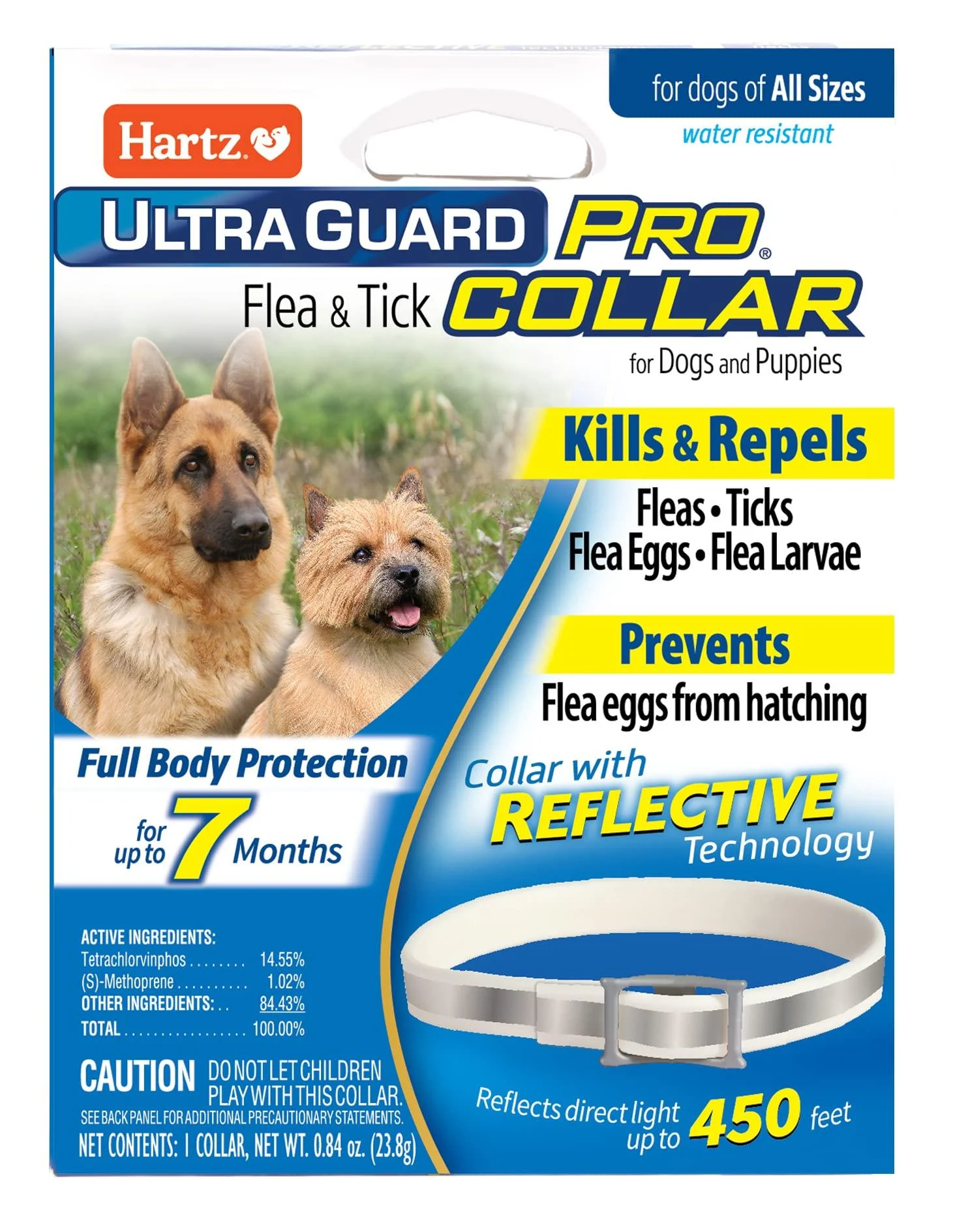 Hartz UltraGuard Pro Reflective Flea & Tick Collar for Dogs and Puppies 1 Count