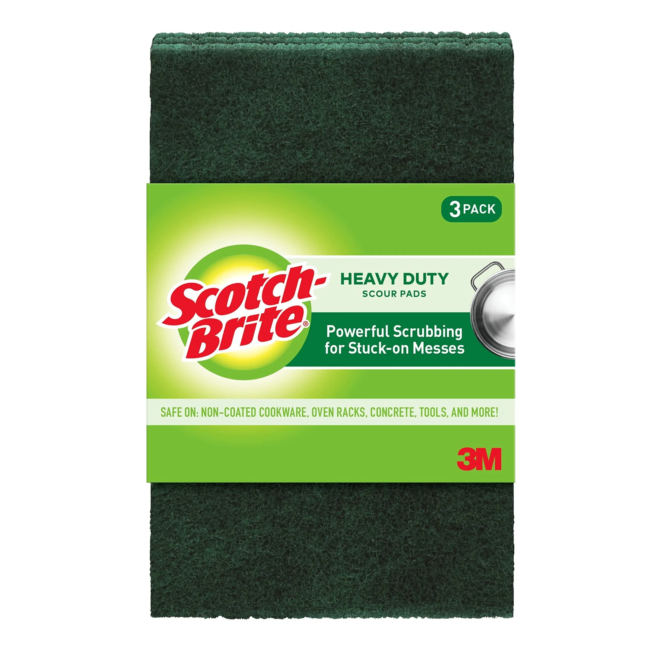 Scotch-Brite Heavy Duty Scour Pads Great For The Kitchen Garage and Outdoors 3 Pads