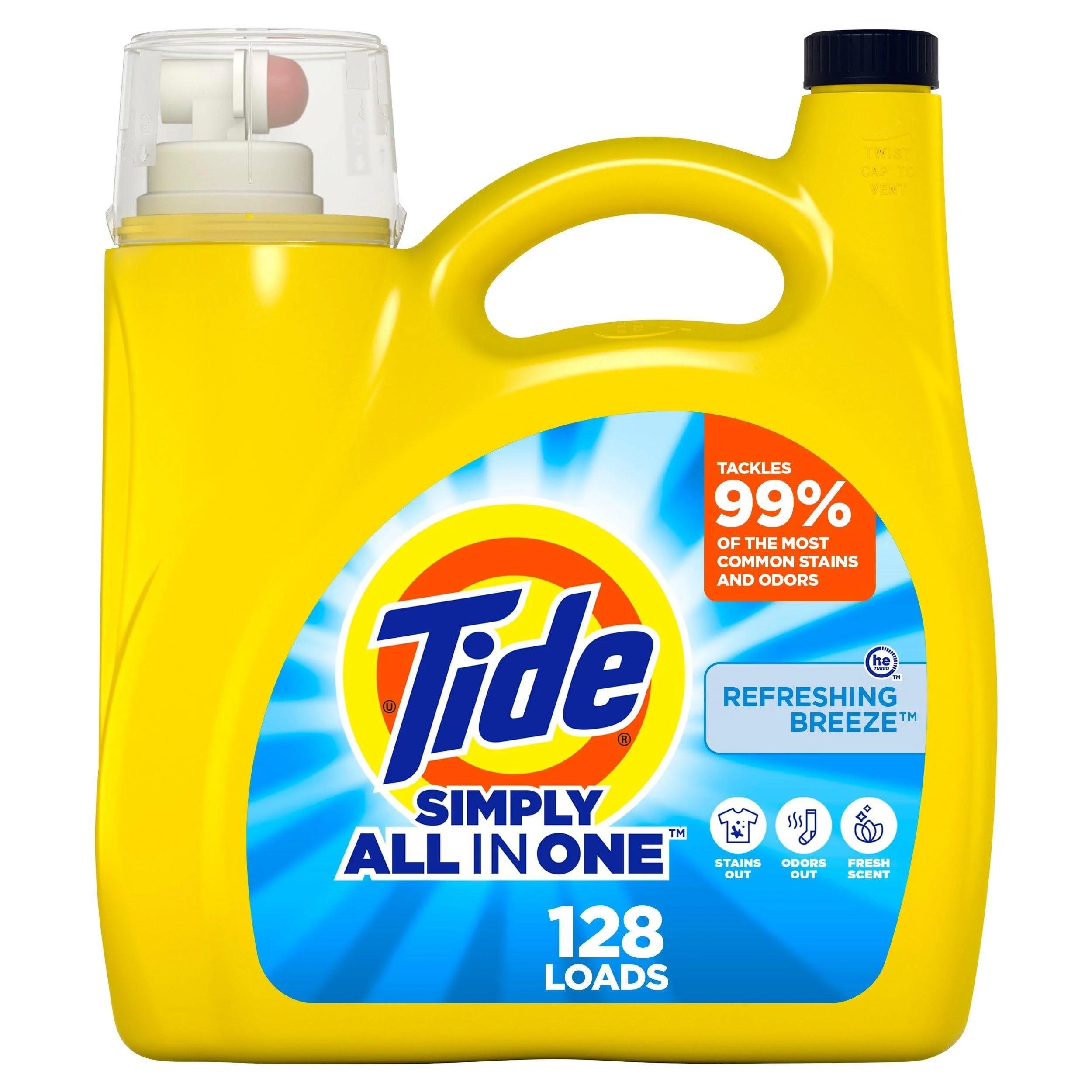 Tide Simply Liquid Laundry Detergent Refreshing Breeze 168 oz 128 Loads