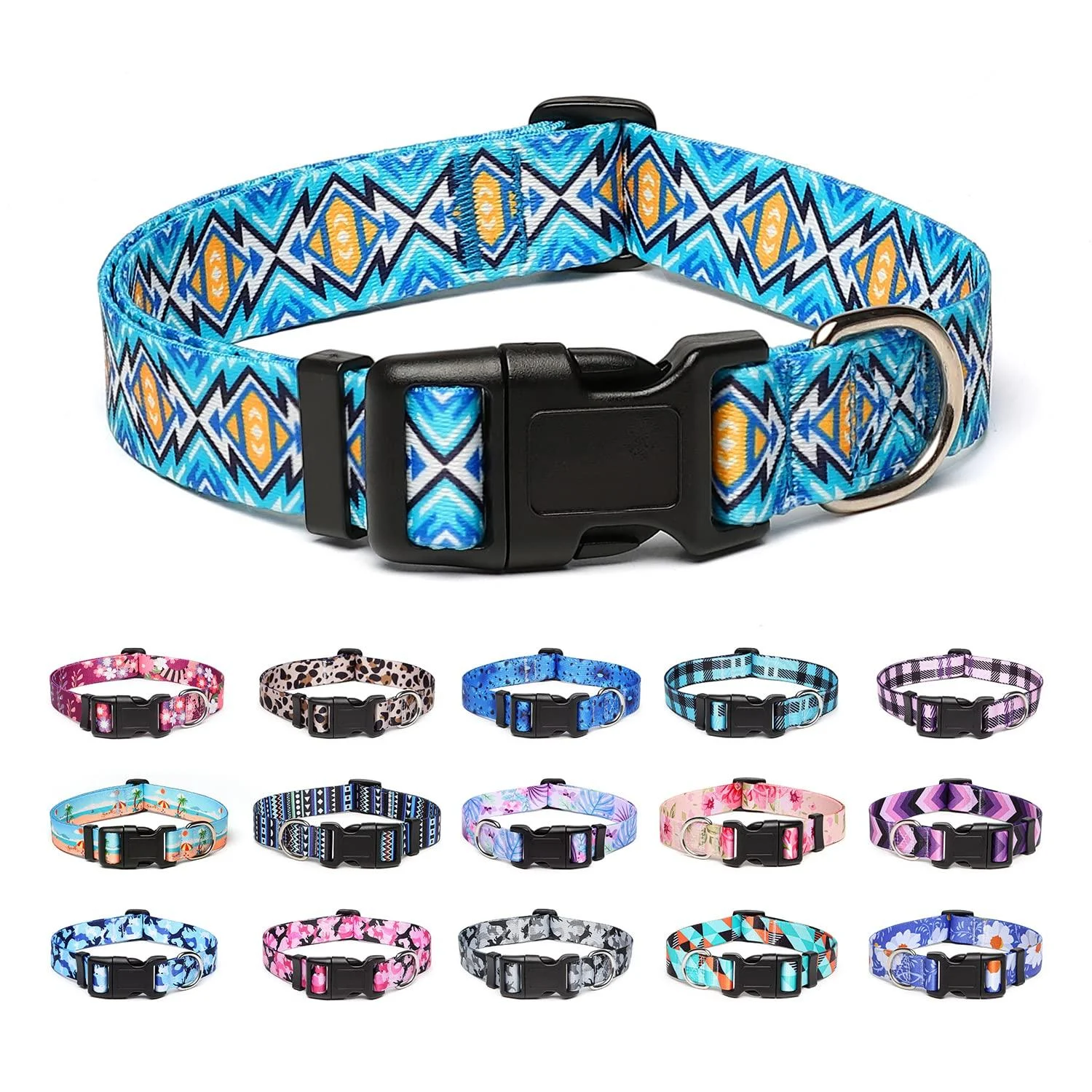Suredoo dog collar adjustable soft & comfort nylon dog collar for small medium-sized dog puppies (m square) m (neck circumference 33-55 cm width 2 cm) square
