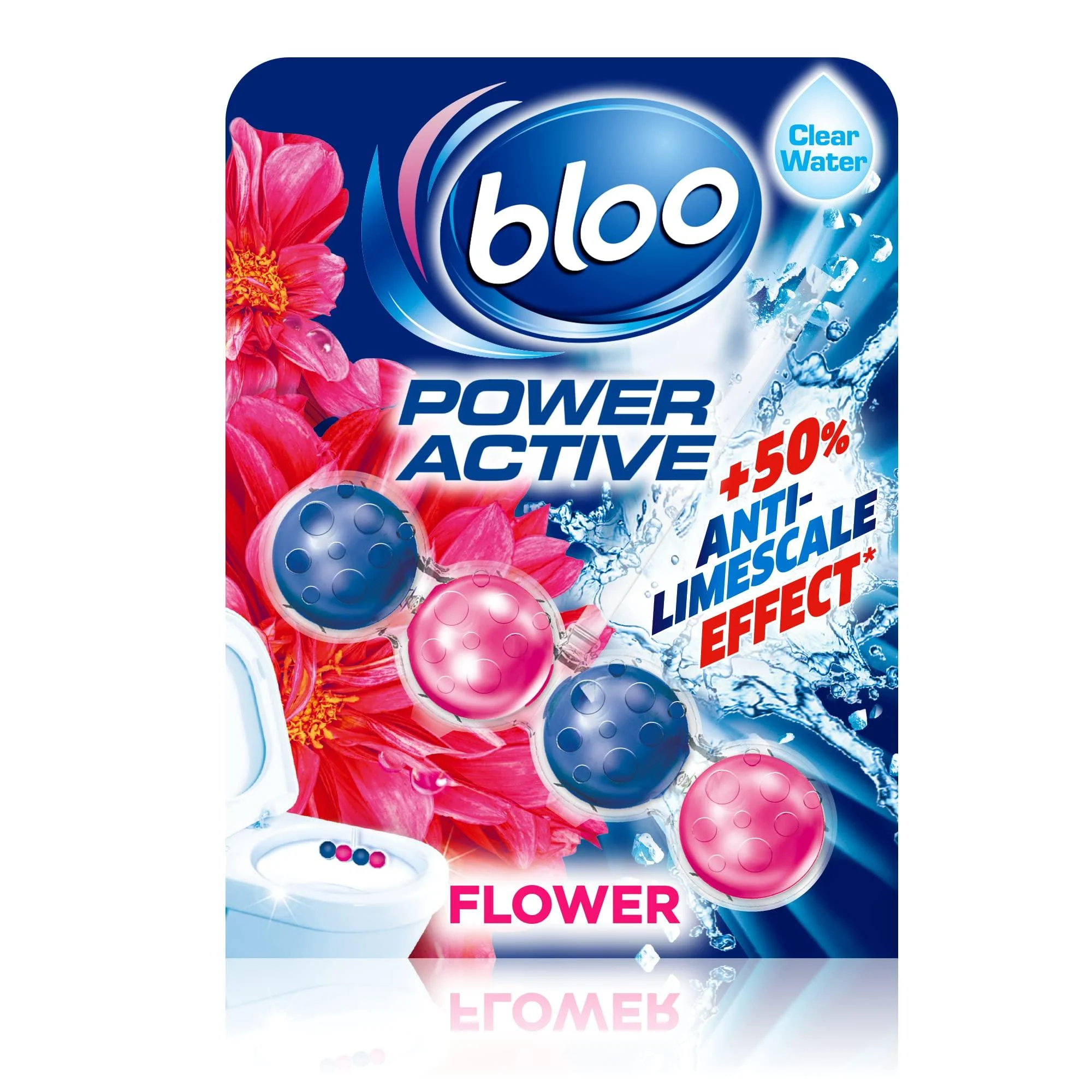 Bloo Power Active Flowers Toilet Rim Block Extra Freshness 50g 1 Count (Pack of 1)