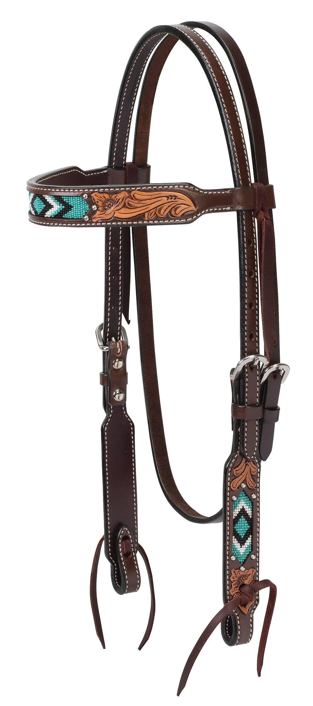 Turquoise Cross Turqoise Beaded Collection Browband Headstall
