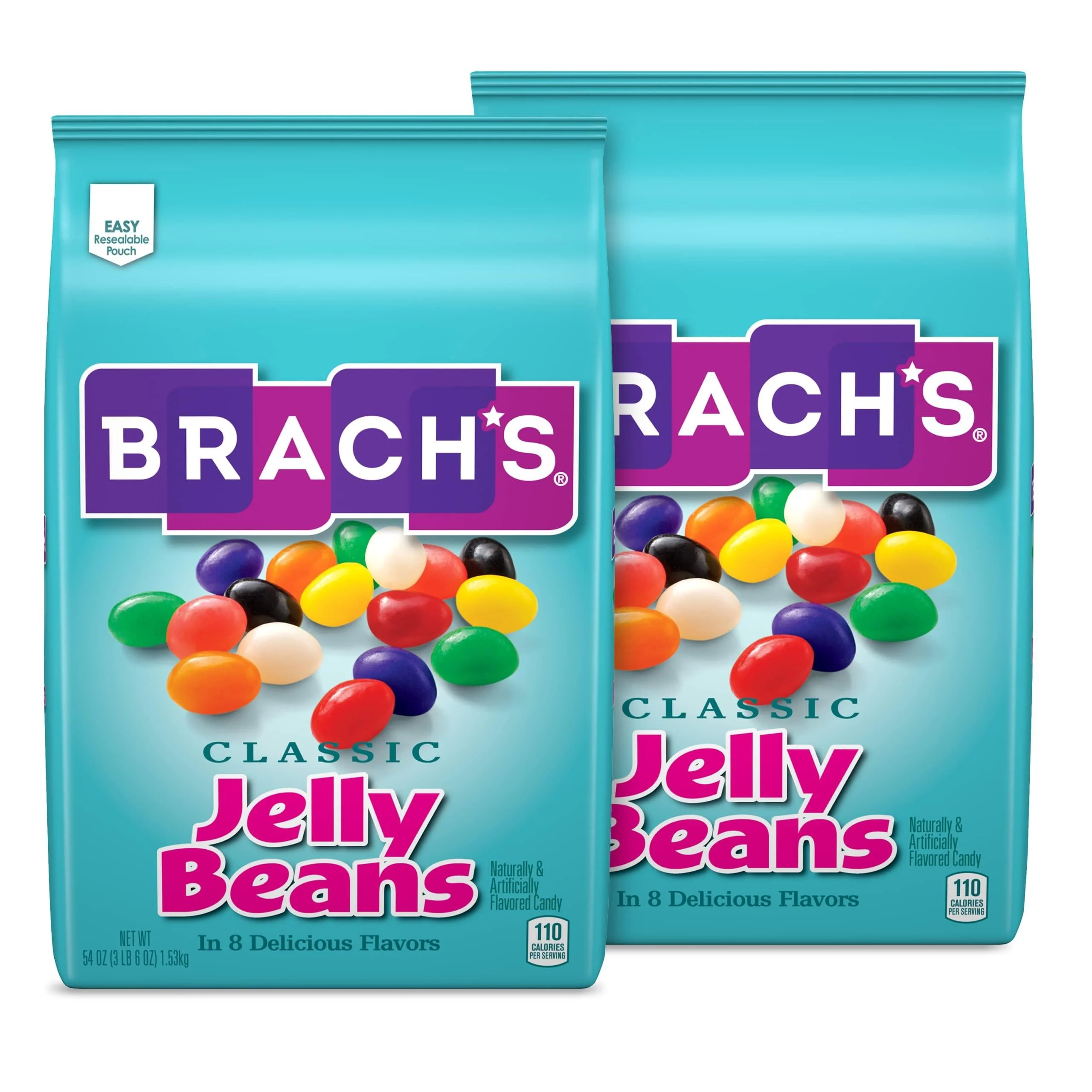 Brach's Classic Jelly Beans | Bulk Bag of Candy for Easter Eggs and Baking | Fruit and Licorice-Flavored Easter Egg Candy for Easter Basket Stuffers and Decorating | 54 oz (Pack of 2) Assorted 54 Ounce (Pack of 2)
