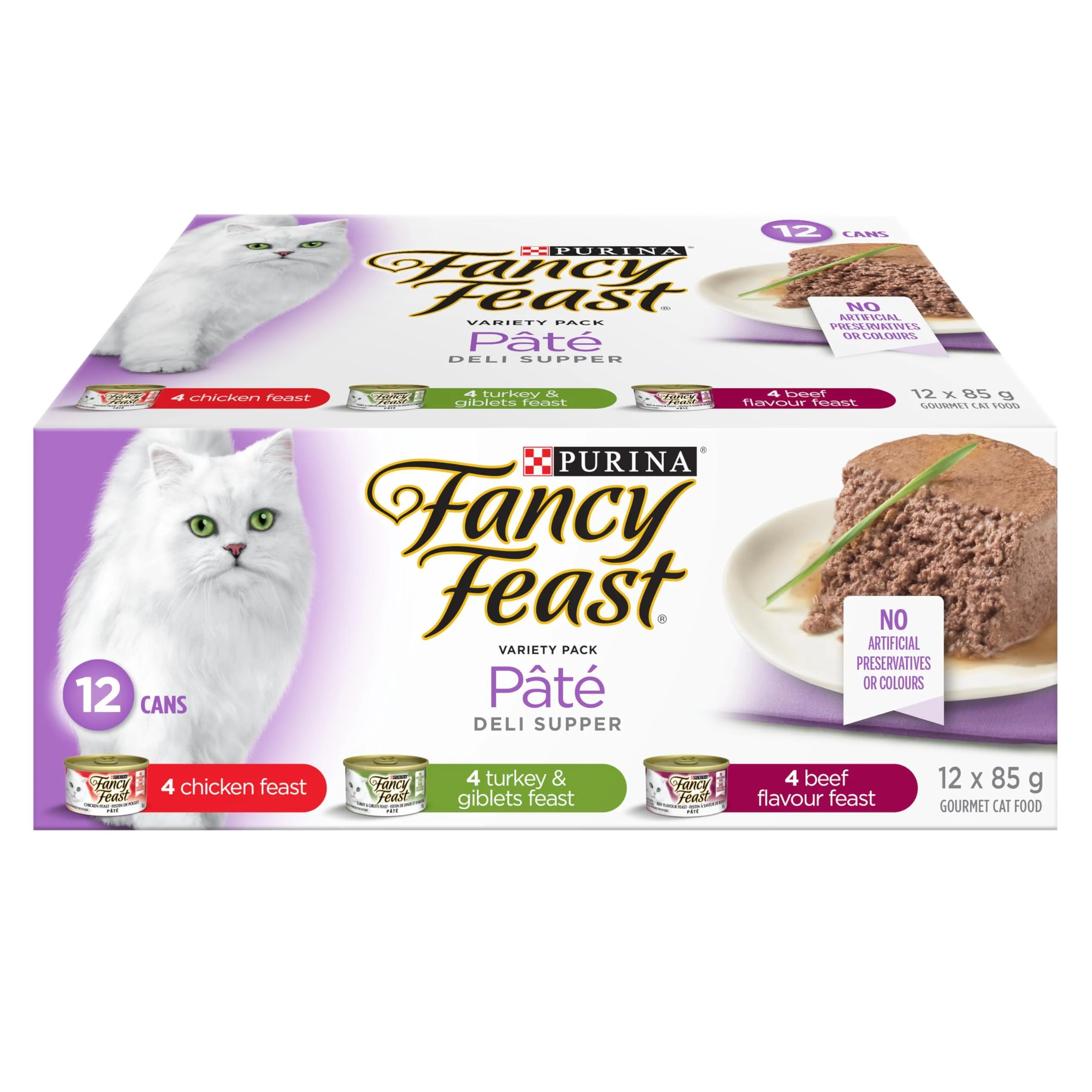 Fancy Feast Deli Supper Wet Cat Food Pate Variety Pack 3 Flavours - 85 g Can (12 Pack)
