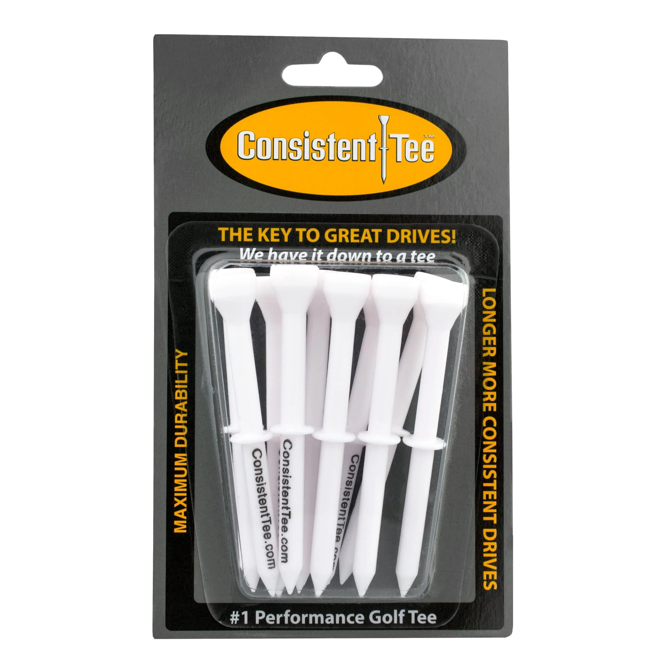 Consistent Tee Beveled Biodegradable 3-1/4" 10-Pack Tees White