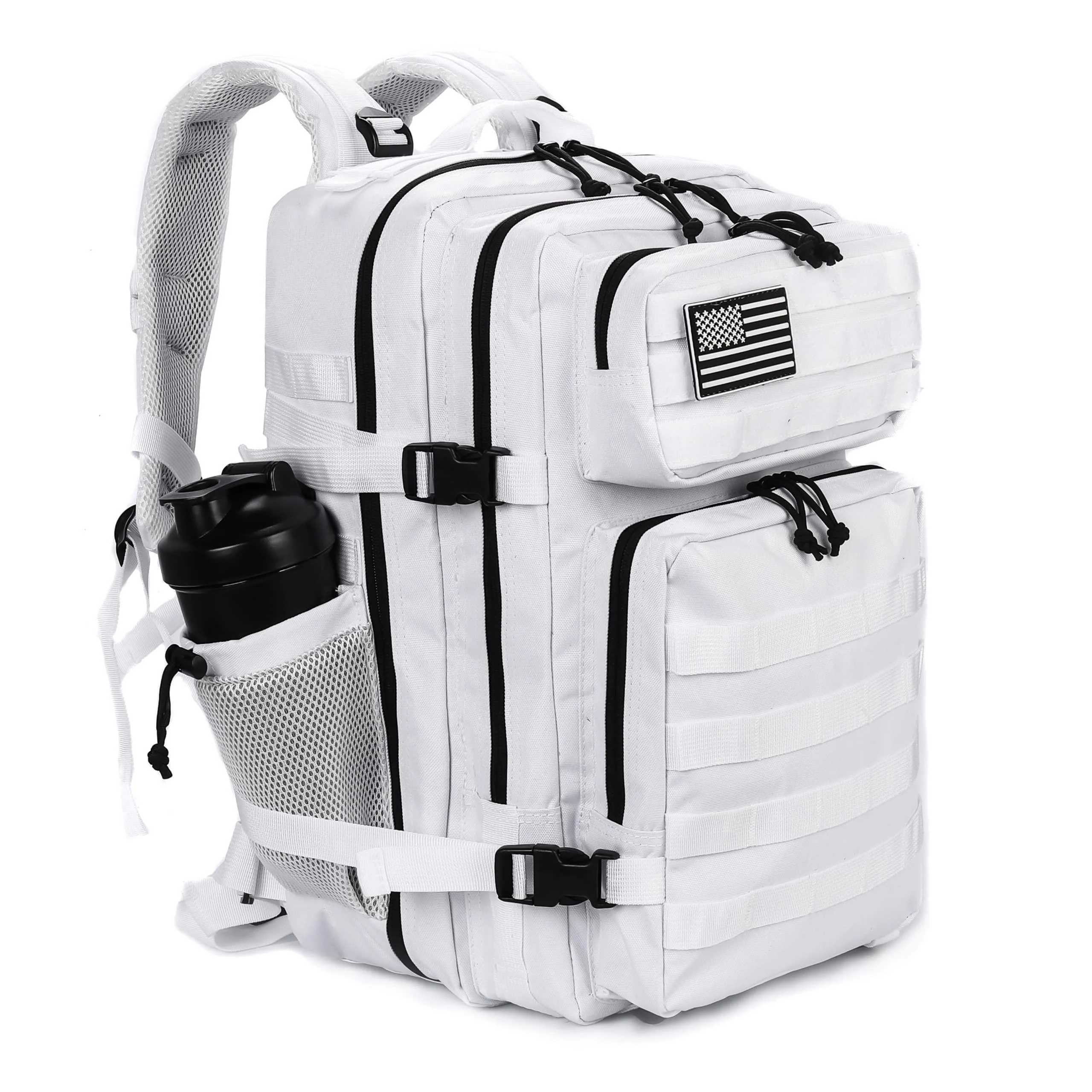 LHI Military Tactical Backpack for Men and Women 45L Army 3 Days Assault Pack Bag Large Rucksack with Molle System White