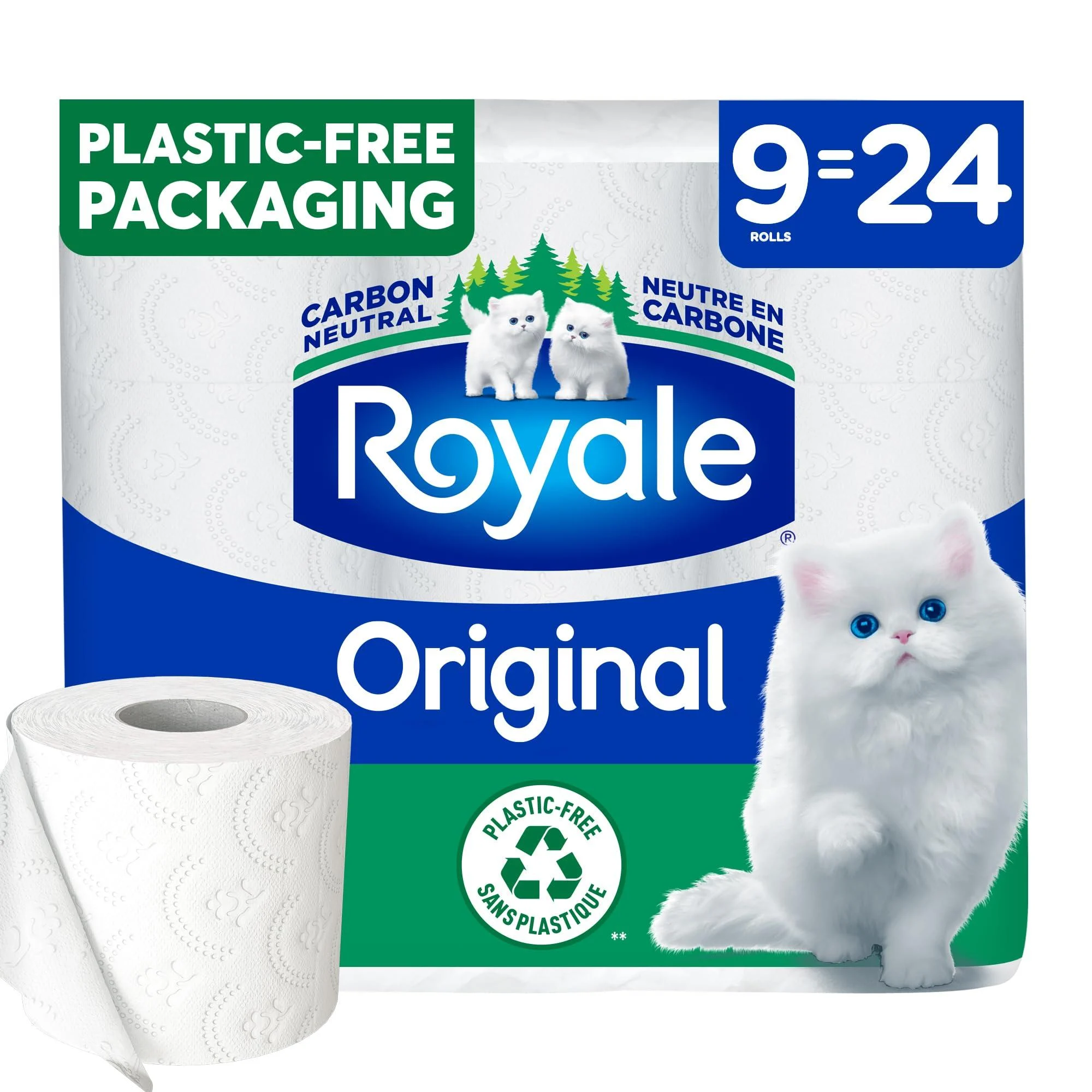 Royale Original Recyclable Paper Pack 9 Equal 24 Toilet Paper Rolls 327 Sheets per roll