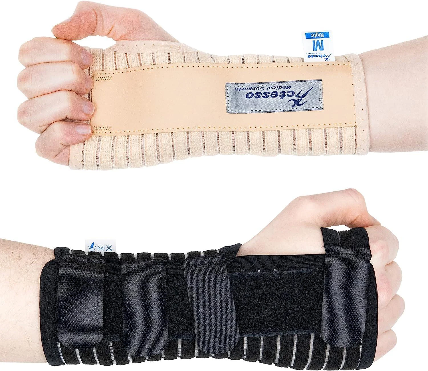 Actesso Breathable Wrist Support Brace Splint - Ideal for Carpal Tunnel Sprains and Tendonitis (Black Medium Left) Black M (Pack of 1) Left