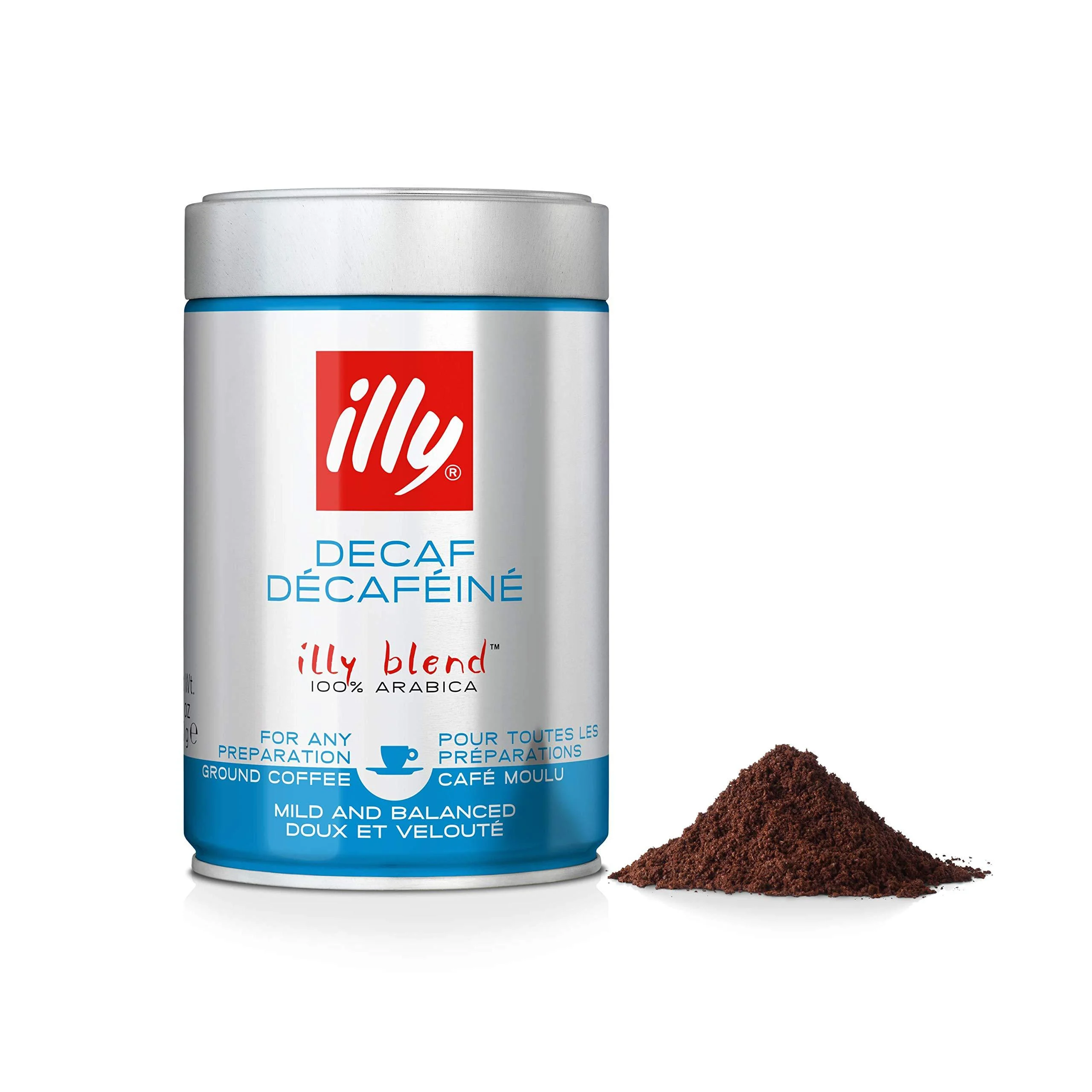 illy Coffee Decaffeinated Ground Coffee Medium Roast 100% Arabica Coffee 250g Decaffeinated Espresso Grind