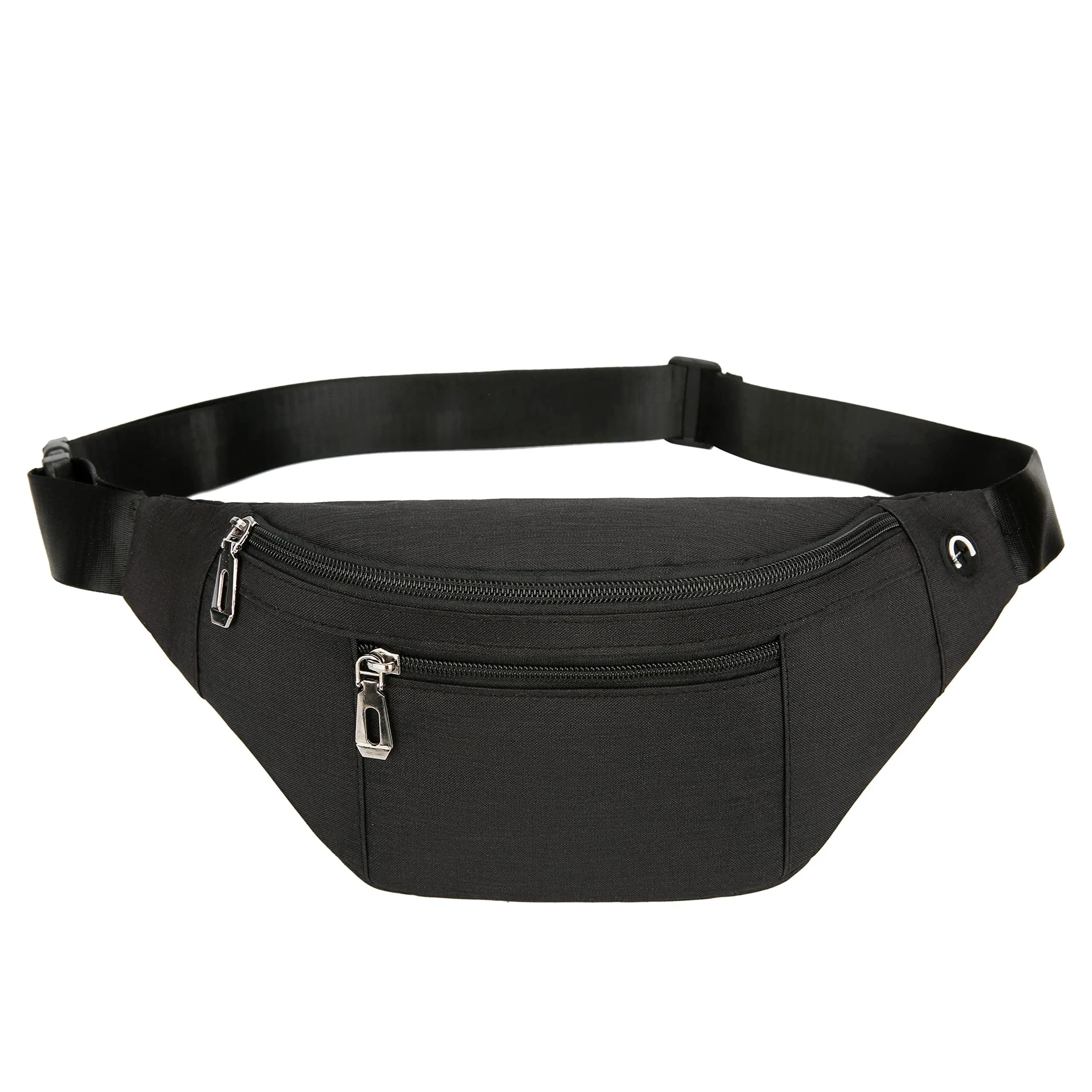 Fanny Pack for Men & Women, Fashion Waterproof Waist Packs with Adjustable Belt, Casual Bag Bum Bags for Travel Sports Running. 2-Black