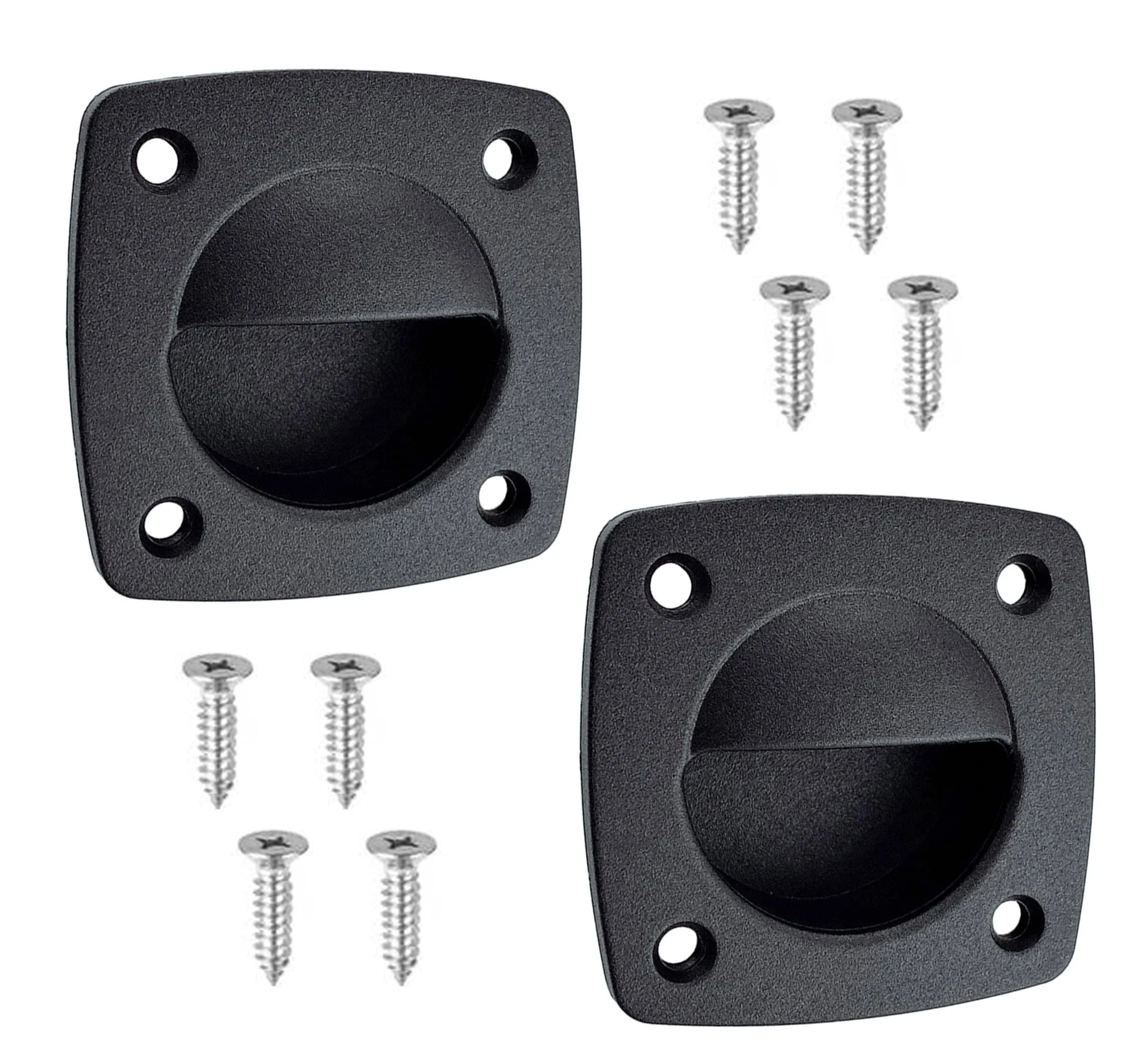 LEQMG Black Nylon Flush Pull Recessed Sliding Door Handle Square Hatch Pull Handle,Yacht, Motorboat and Boat Cabin Accessories(2 Pcs)