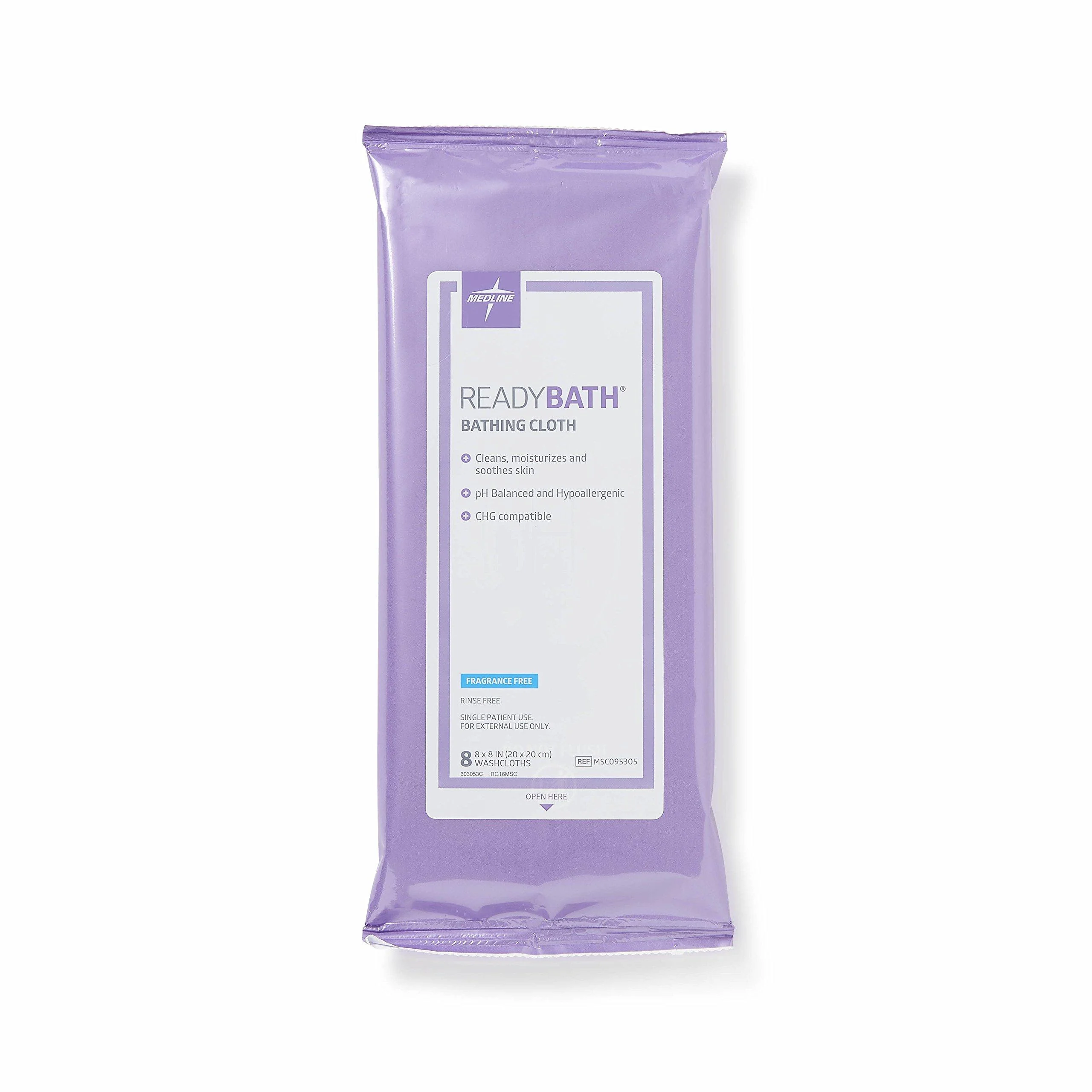 Medline ReadyBath Unscented Body Cleansing Cloths, Standard Weight Wipes (8 Count Pack, 30 Packs) Unscented 8 count- 30 packs