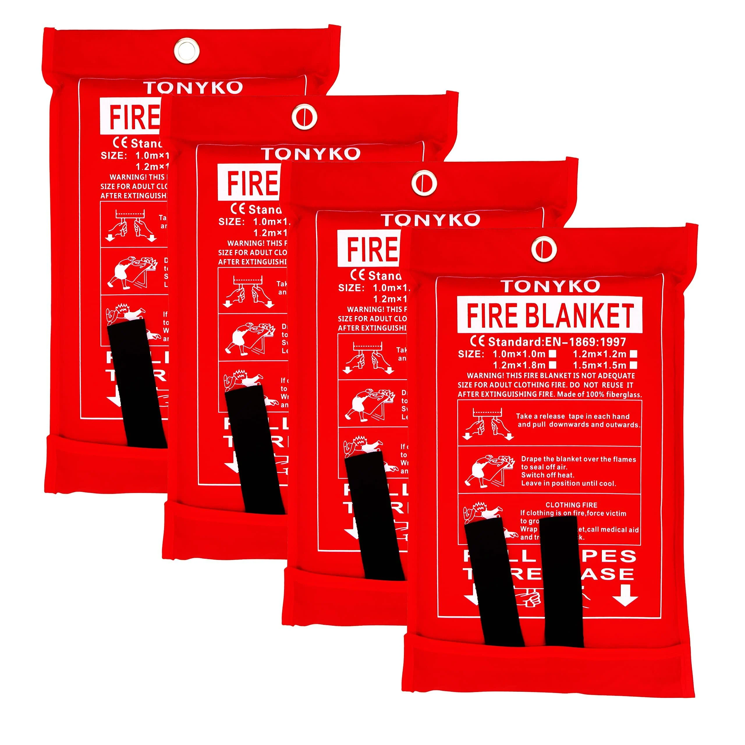 TONYKO Emergency Fire Blankets, Flame Retardant Protection and Heat Insulation Designed for Kitchen,Fireplace,Grill,Car,Camping White(4pack)