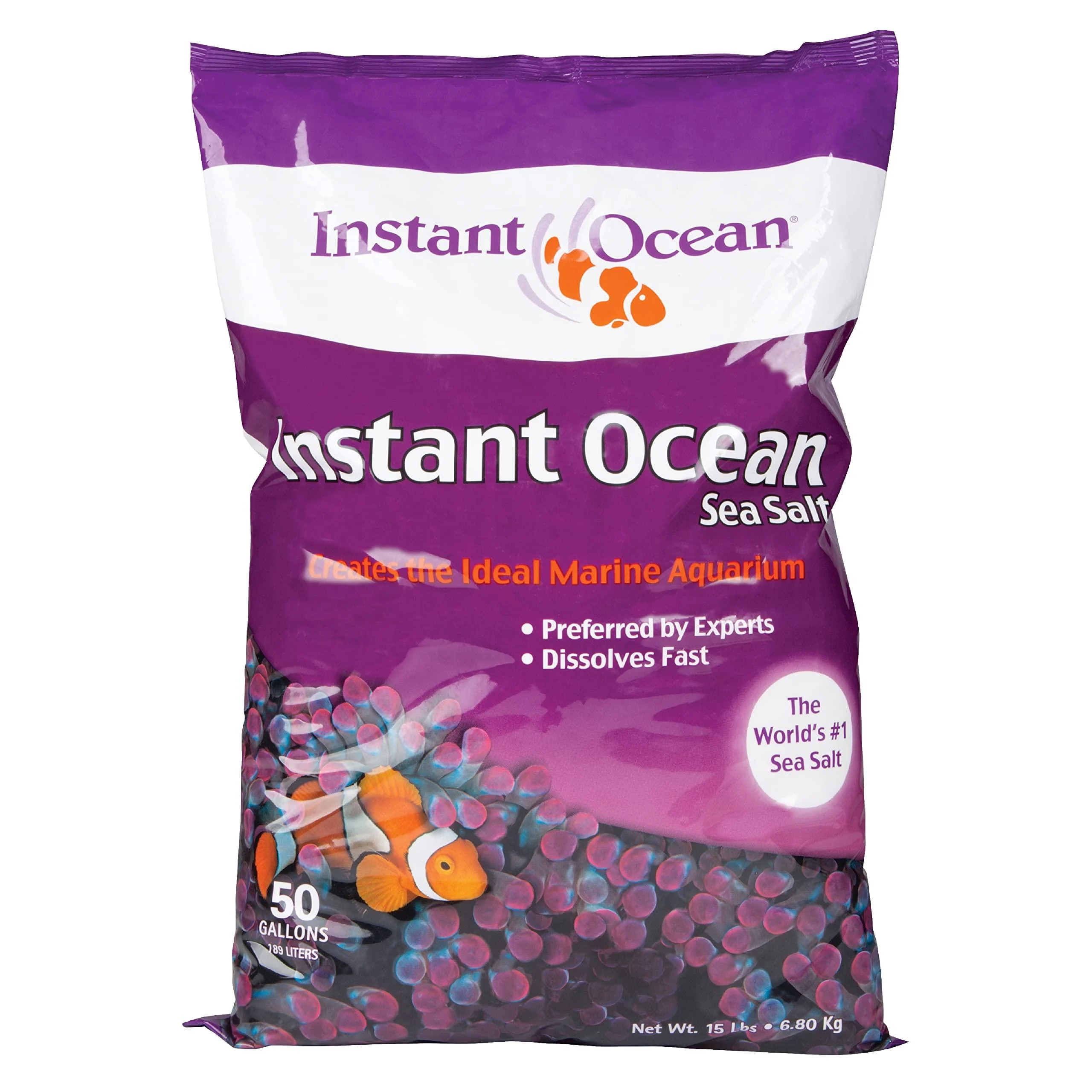Instant Ocean Sea Salt for Marine Fish Tank Aquariums, Nitrate & Phosphate-Free 50-Gallon