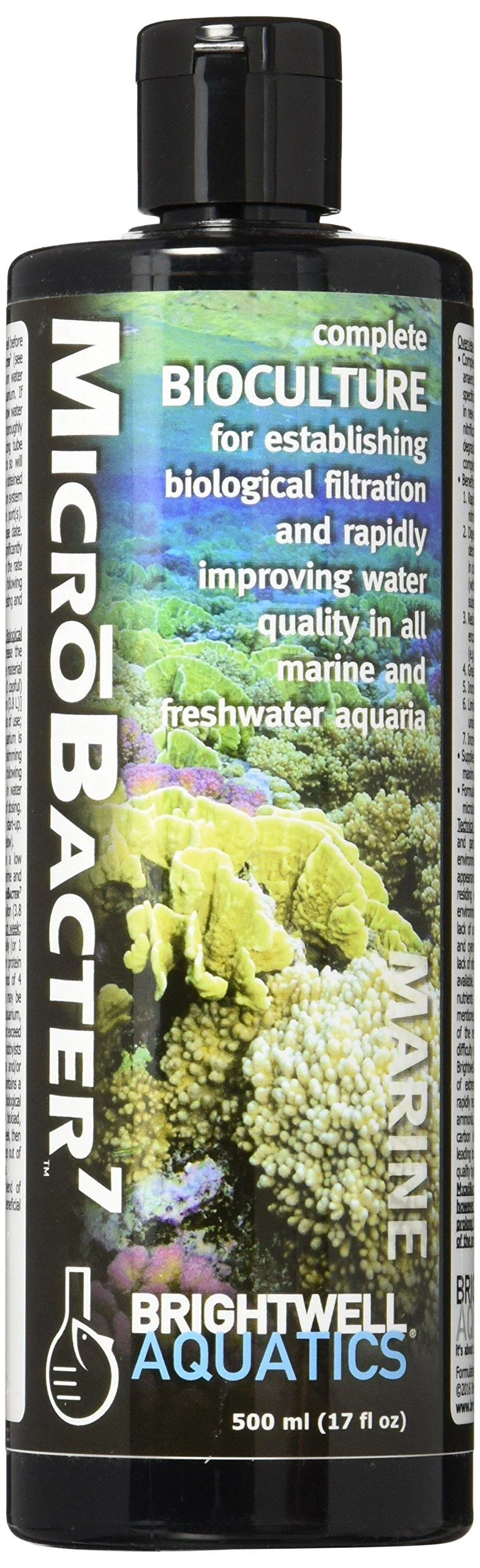 MicroBacter7 - Bacteria & Water Conditioner for Fish Tank or Aquarium, Populates Biological Filter Media for Saltwater and Freshwater Fish 500ml