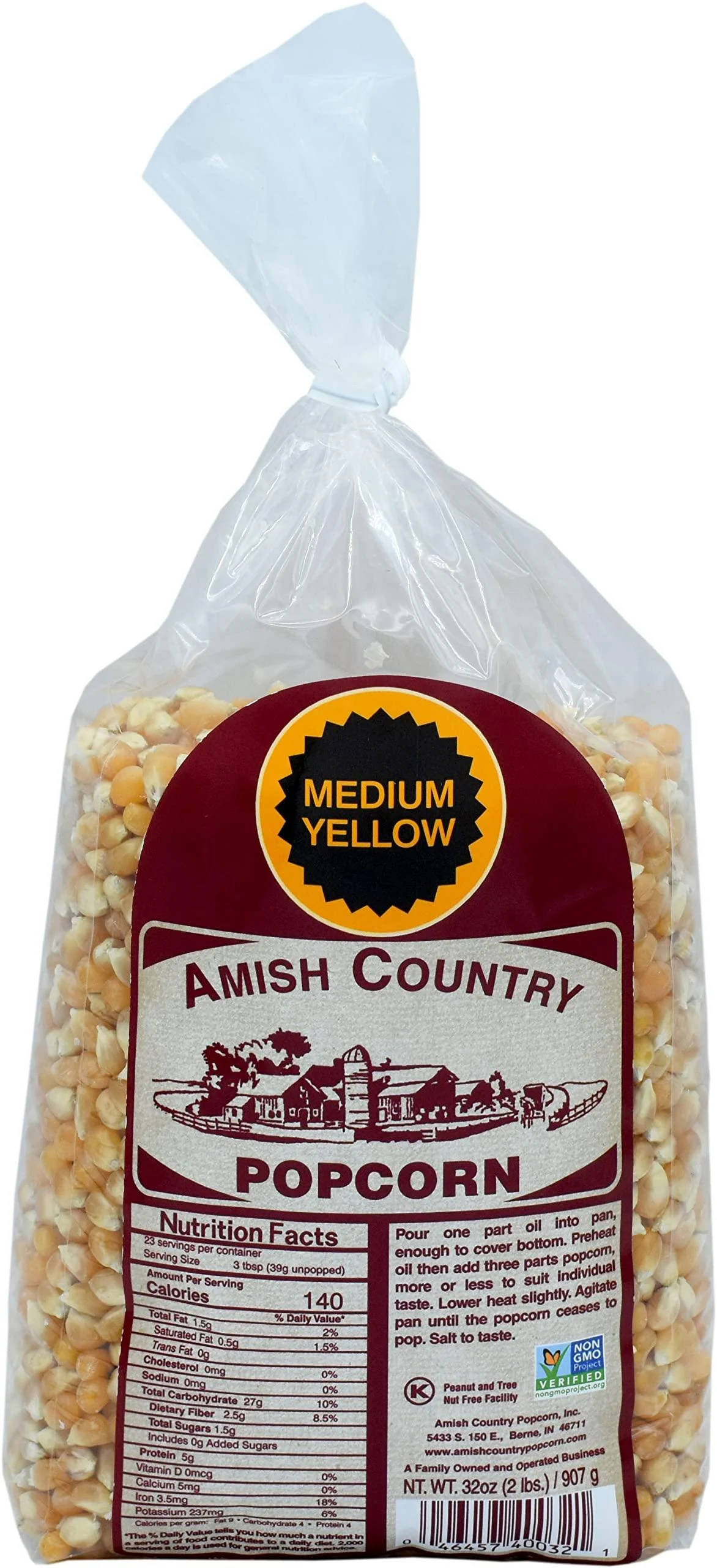 Amish Country Popcorn | 2 lb Bag | Medium Yellow Popcorn Kernels | Old Fashioned, Non-GMO and Gluten Free (Medium Yellow - 2 lb Bag) Medium Yellow 2 Pound (Pack of 1)