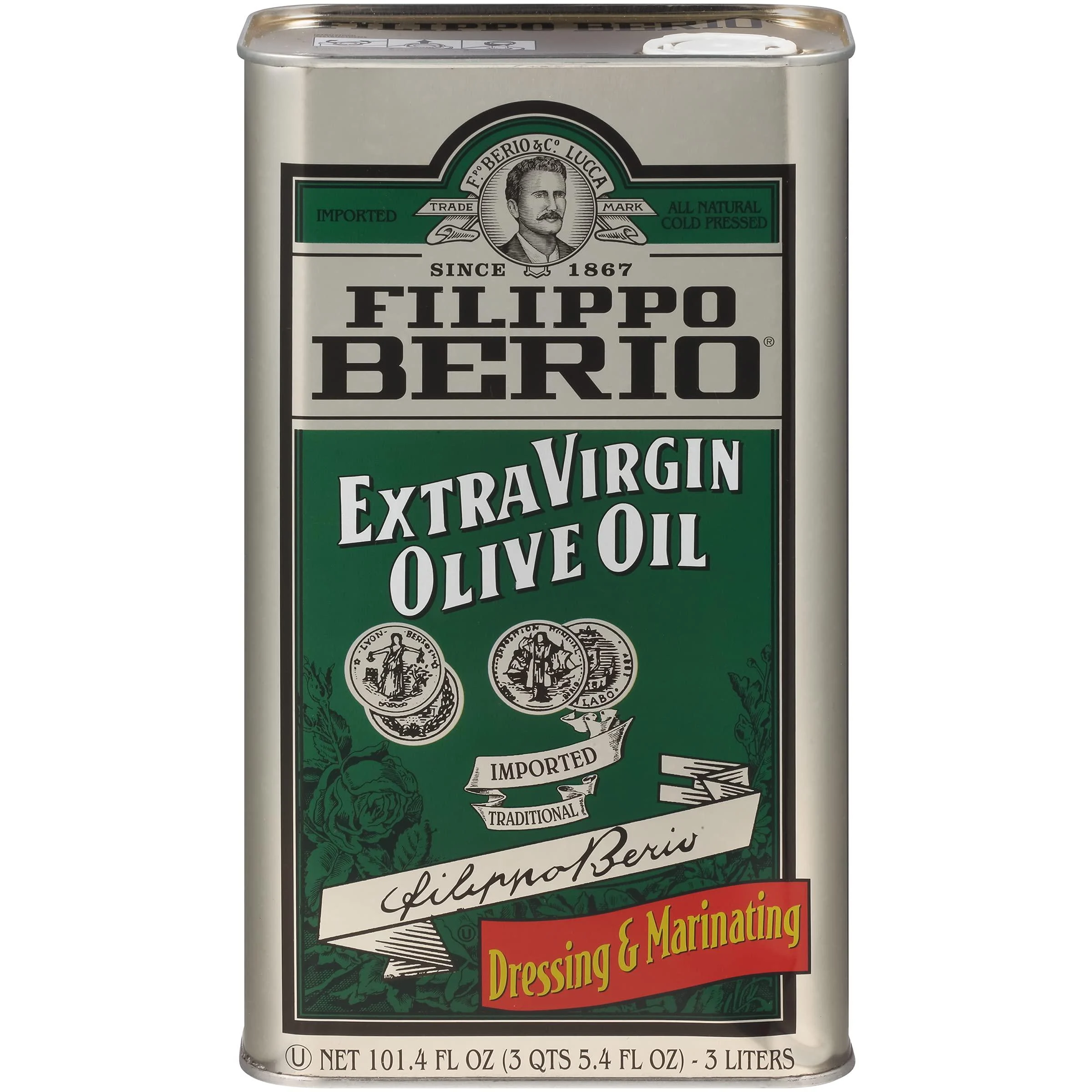 Filippo Berio Extra Virgin Olive Oil, 101.4 Ounce Tin Extra Virgin Olive 101.4 Fl Oz (Pack of 1)