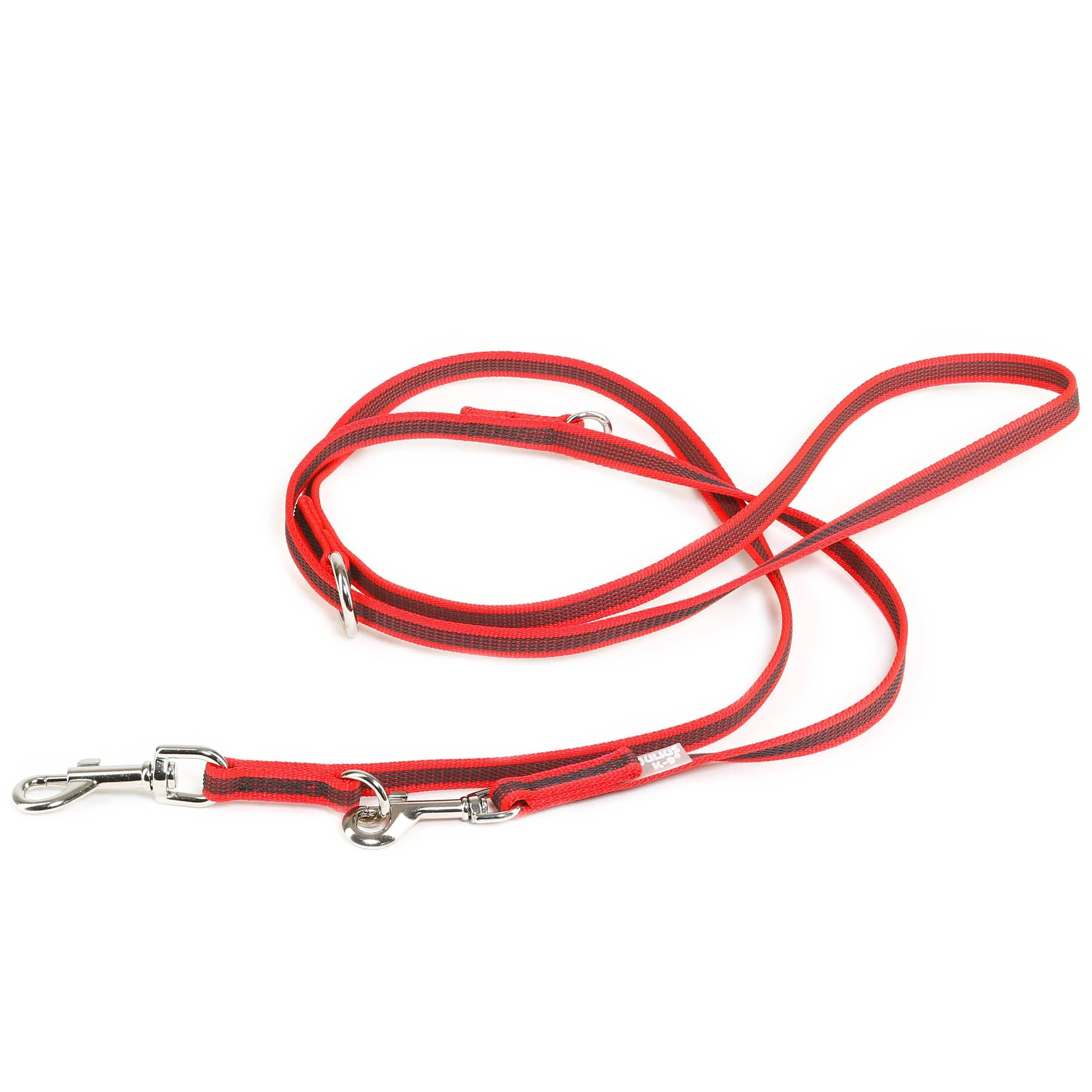 IDC Color & Gray adjustable leash with double snap hook 14 mm x 2.2 m red-grey Red-grey 14 mm x 2.2 m
