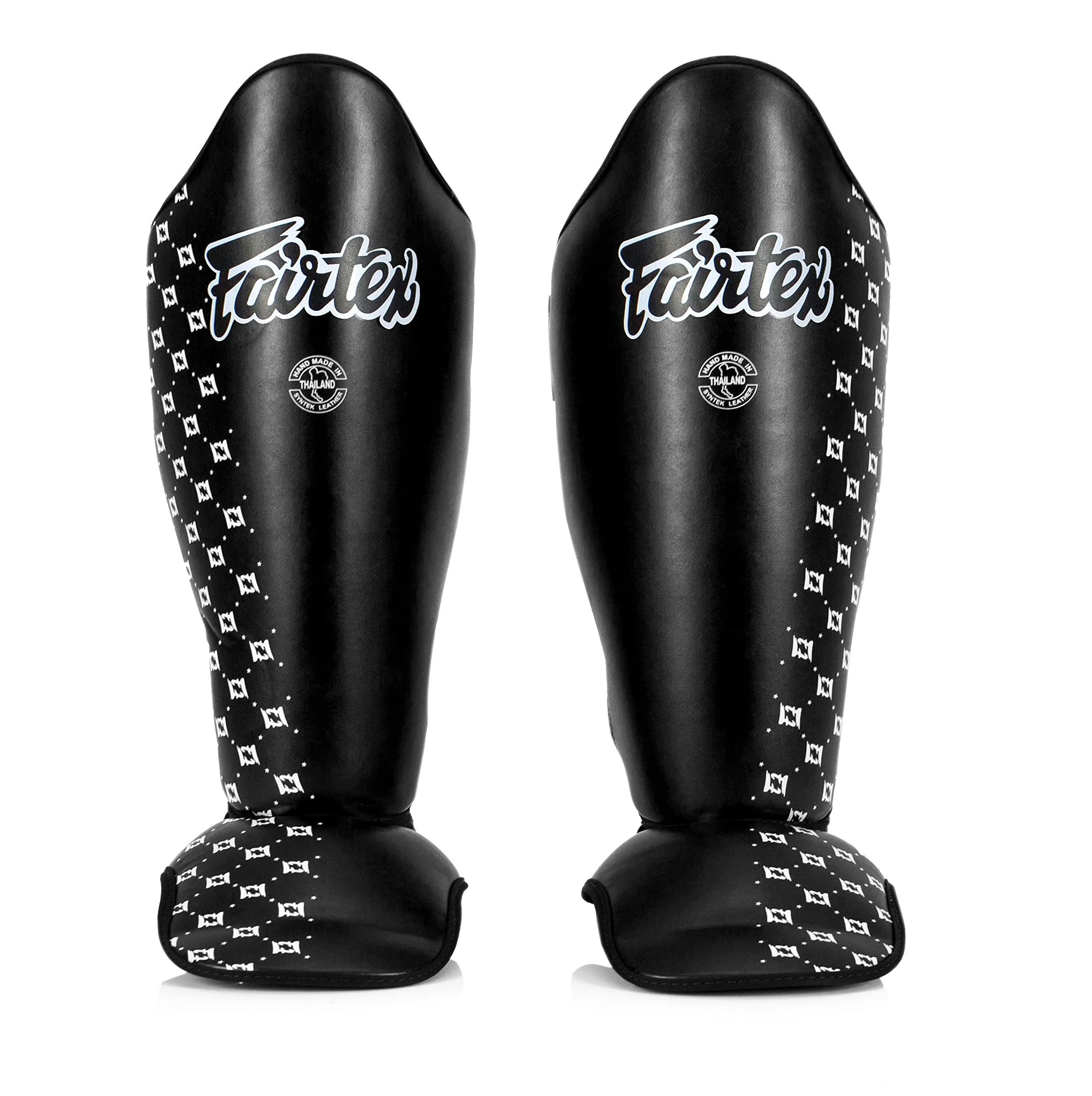 Fairtex Competition Muay Thai Shin Guards, SP5 - Black, Blue, Yellow, Red Black Medium