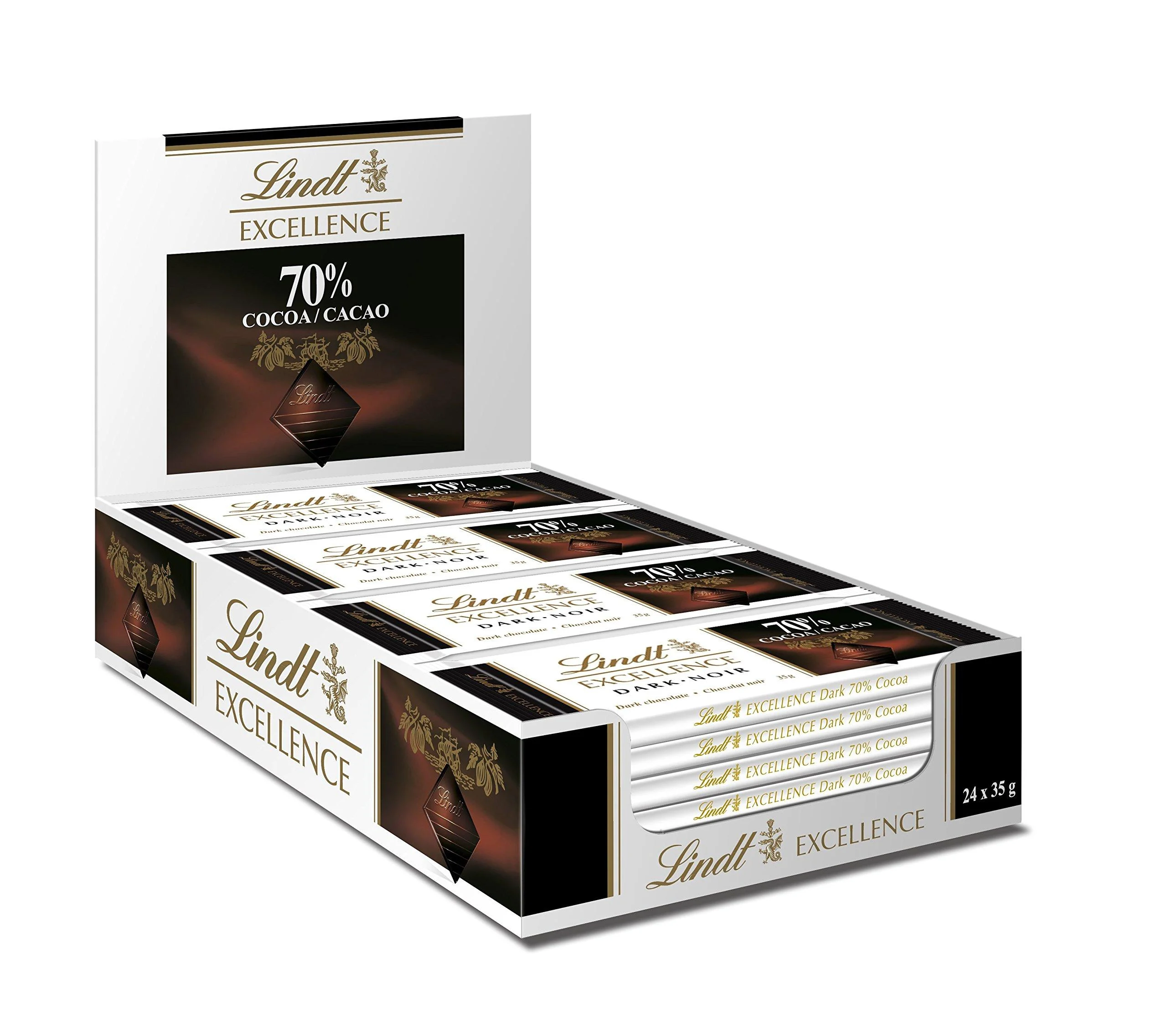 Lindt - Pr sentoir de 24 Barres EXCELLENCE - Chocolat Noir 70% Cacao 24x35g 1