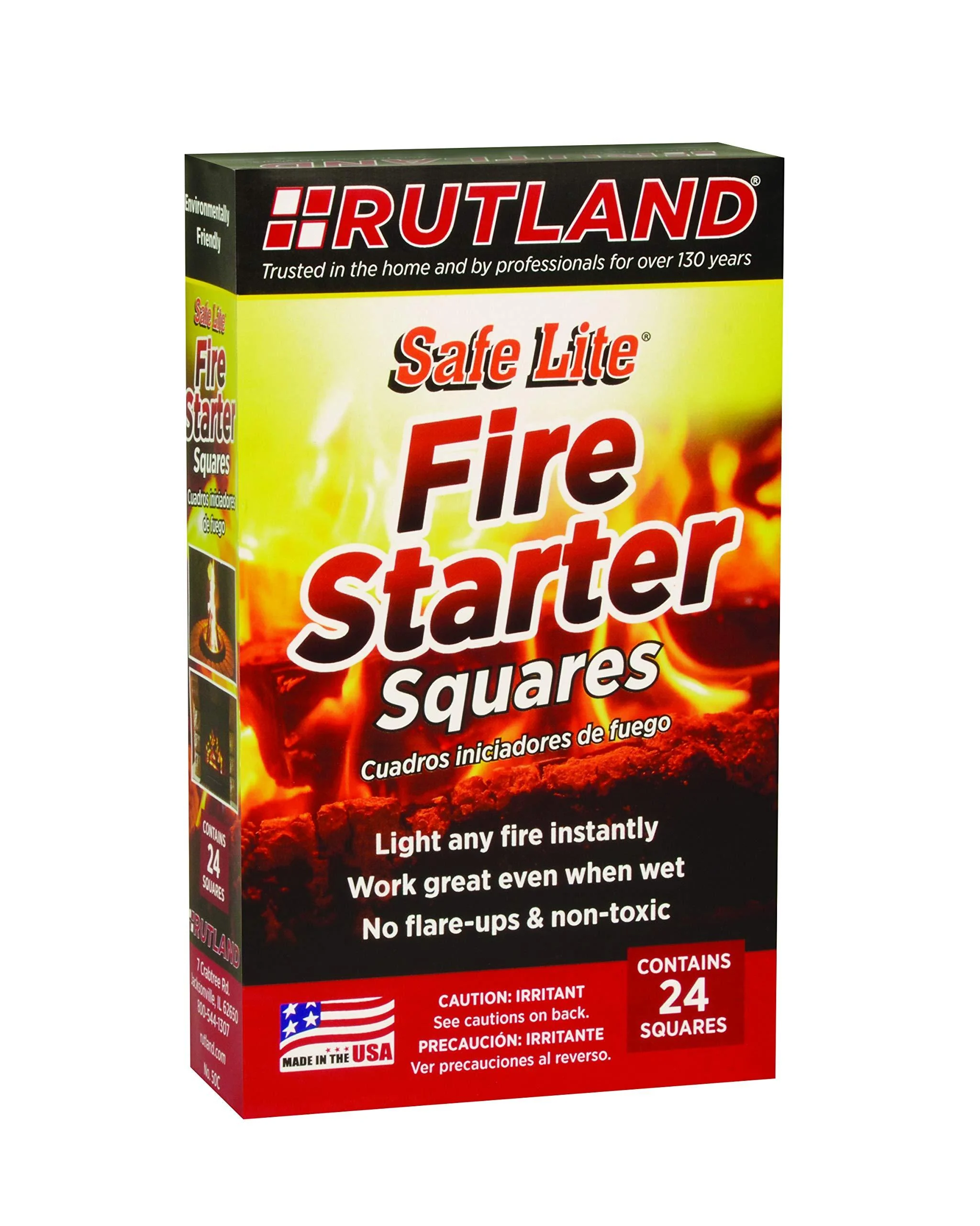 Rutland Products Safe Lite Fire Starter Squares, 24 squares - 50C 24 Count