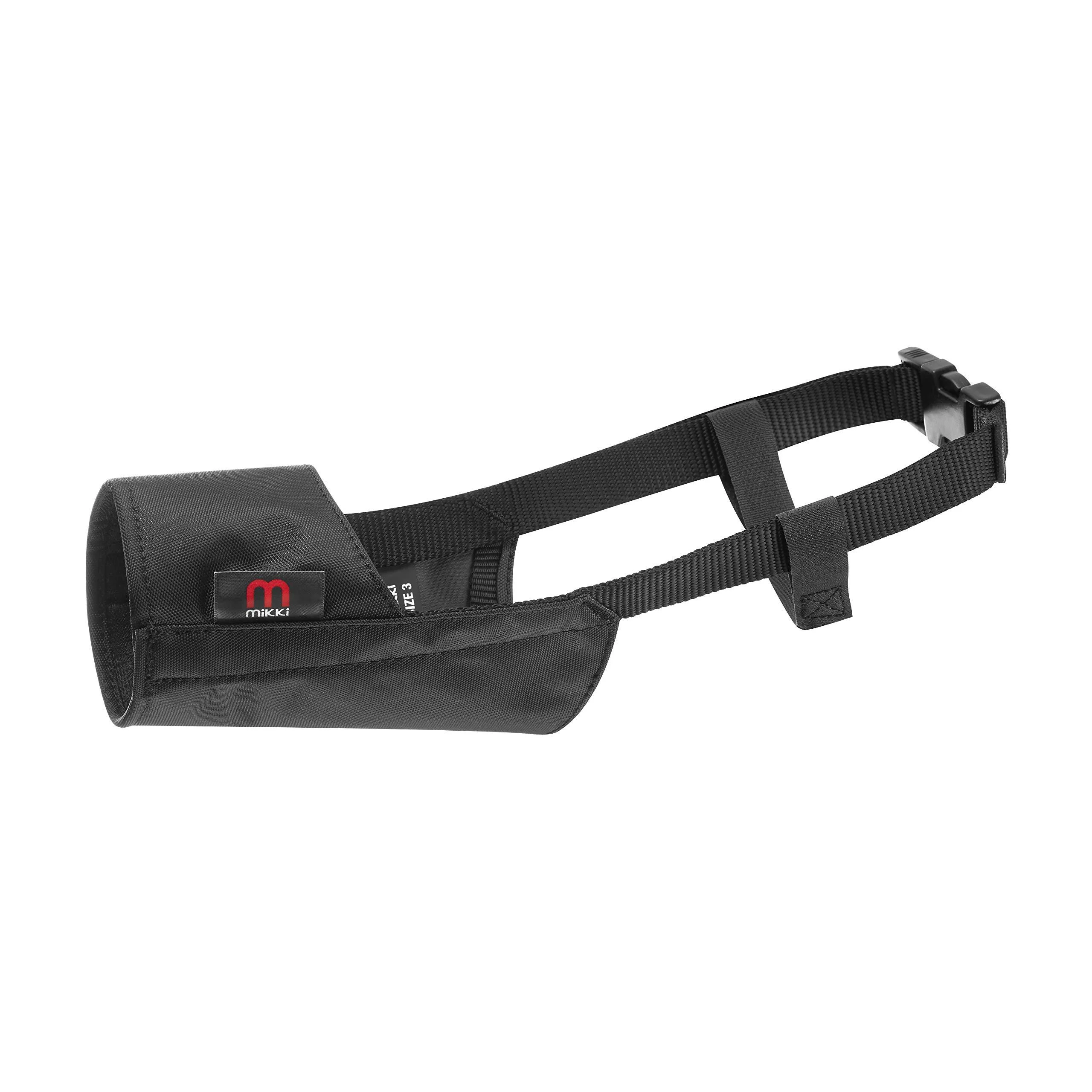 Mikki Dog and Puppy Soft Breathable Nylon Muzzle to Prevent Biting and Chewing - Size 3 Black