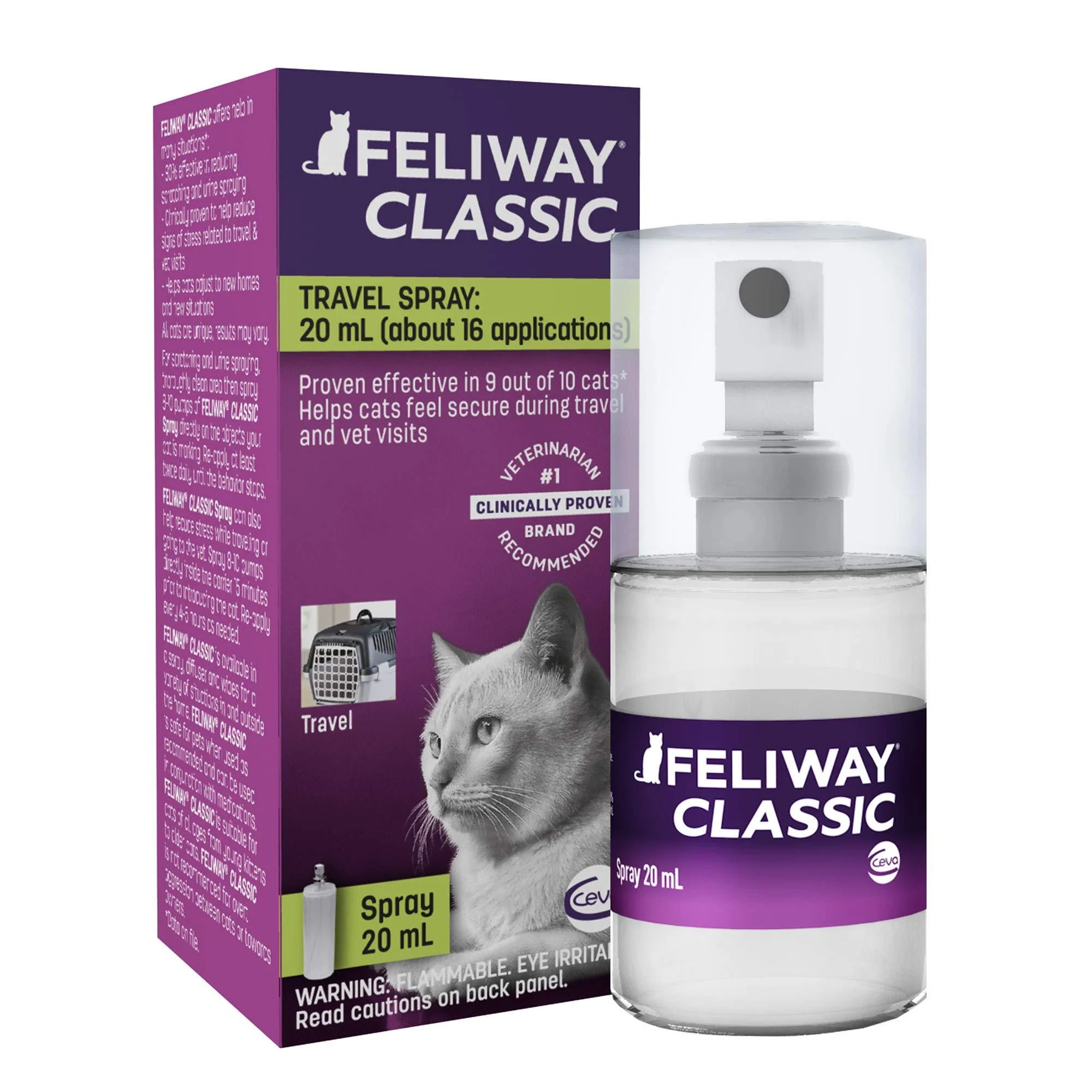 FELIWAY Classic Cat Calming Pheromone Travel Spray (20 mL) - CEVA Animal Health