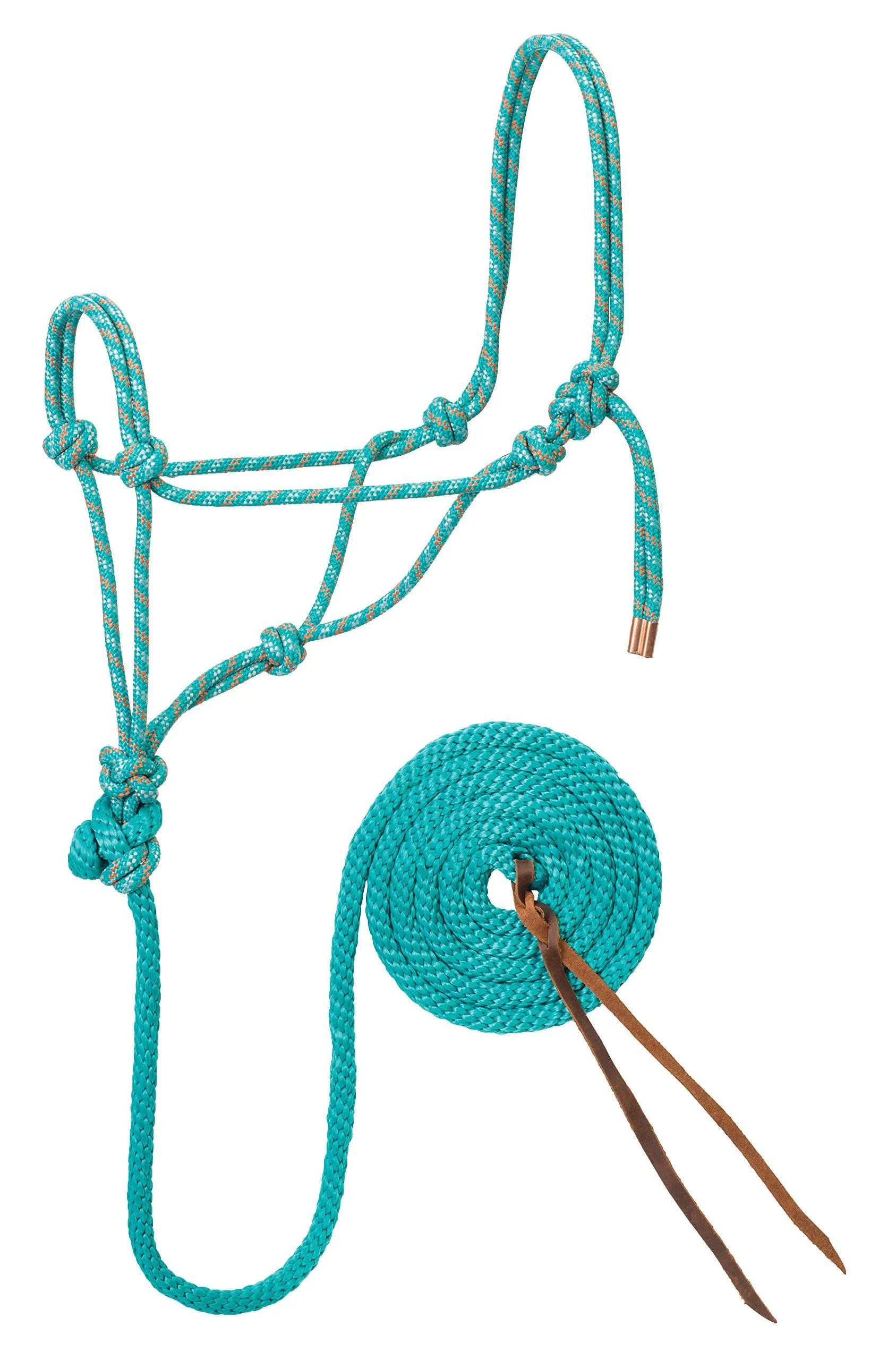 Weaver Leather Diamond Braid Rope Halter and Lead Teal/Gray/Orange