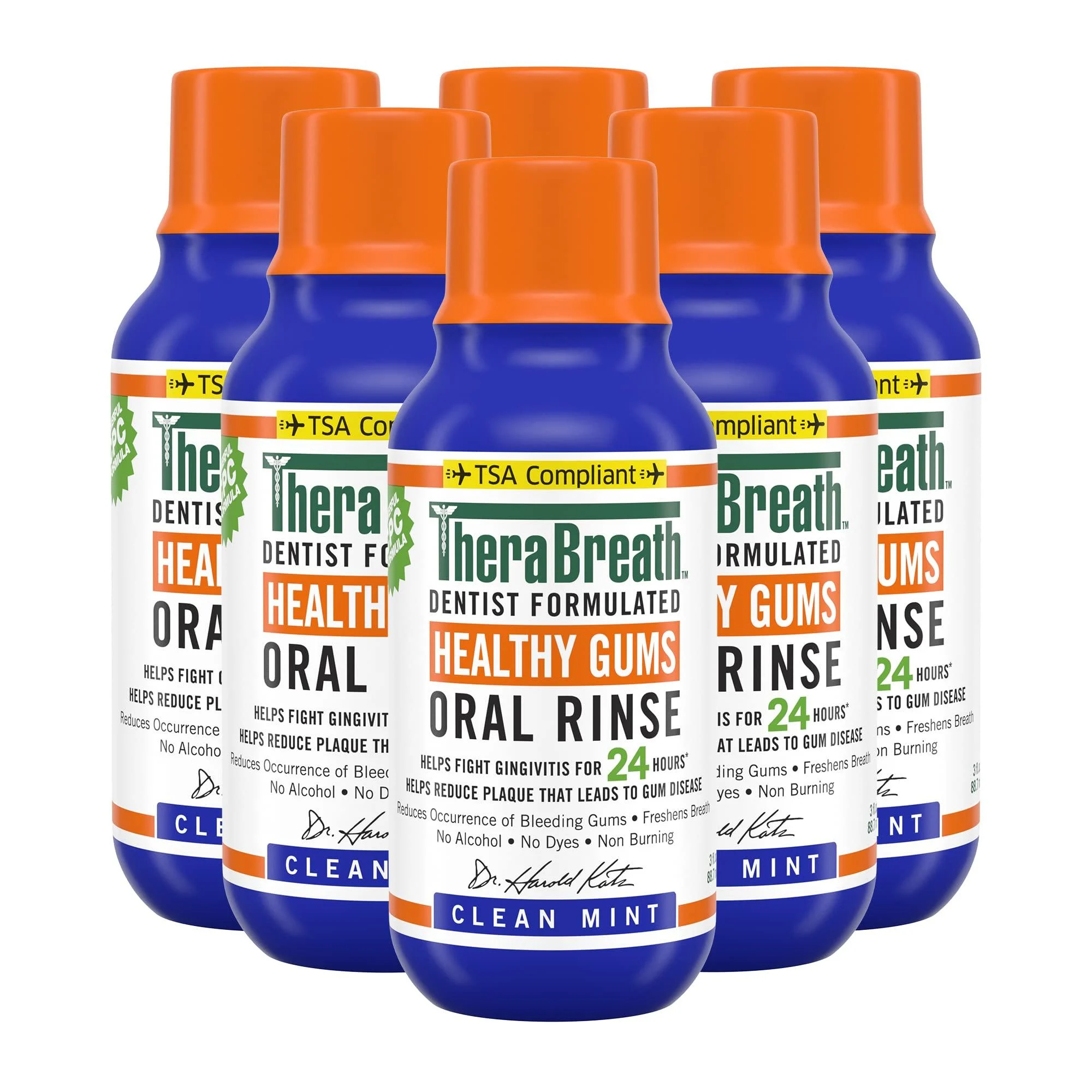TheraBreath Healthy Gums Periodontist Formulated 24-Hour Oral Rinse, Clean Mint, 3 Ounce (Pack of 6) 3 Fl Oz (Pack of 6)