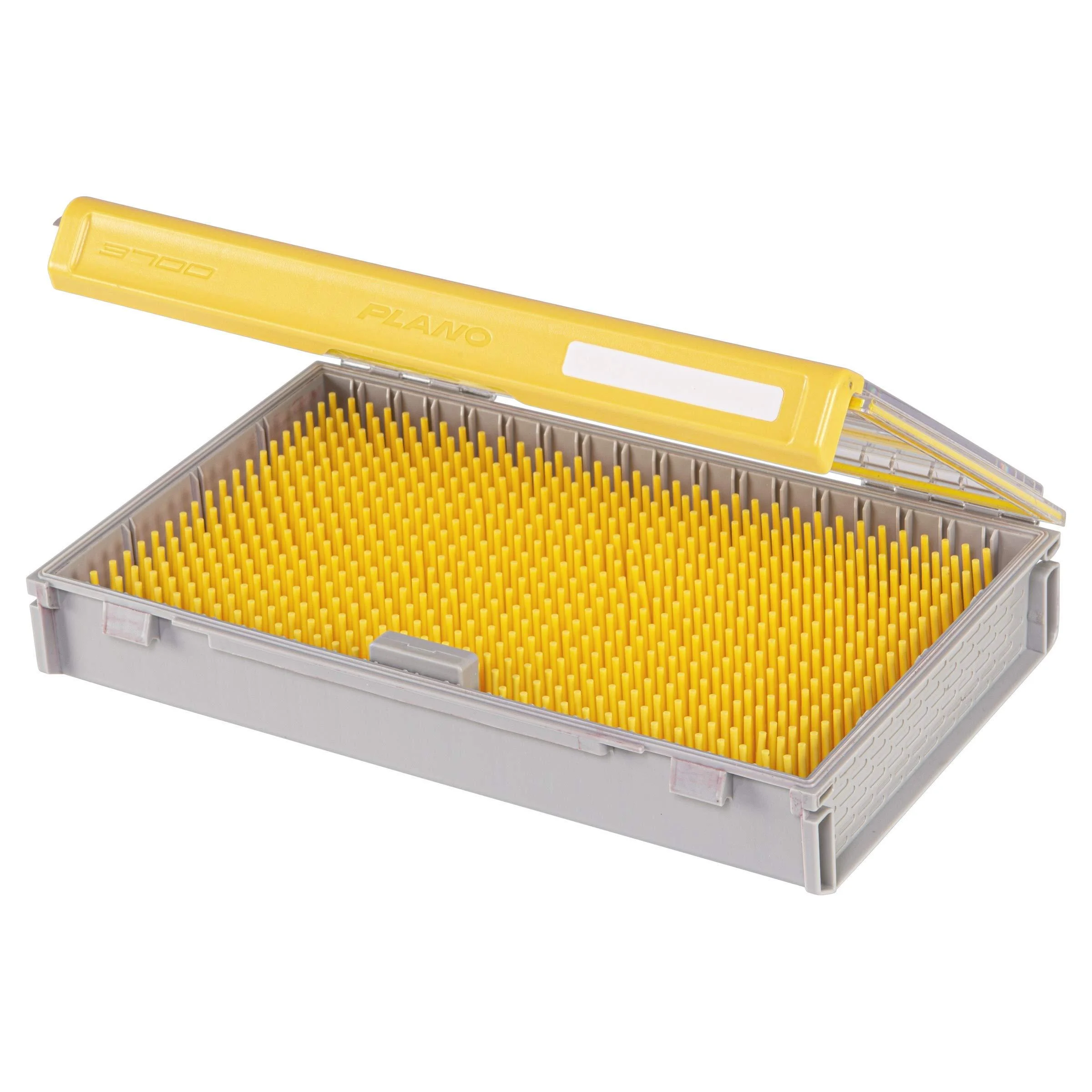 Plano EDGE Flex Crankbait 3700 Premium Utility Box, Gray and Yellow with Clear Lid, Waterproof Tackle Box Storage for Small Crankbaits, Buzzbaits and Swimbaits