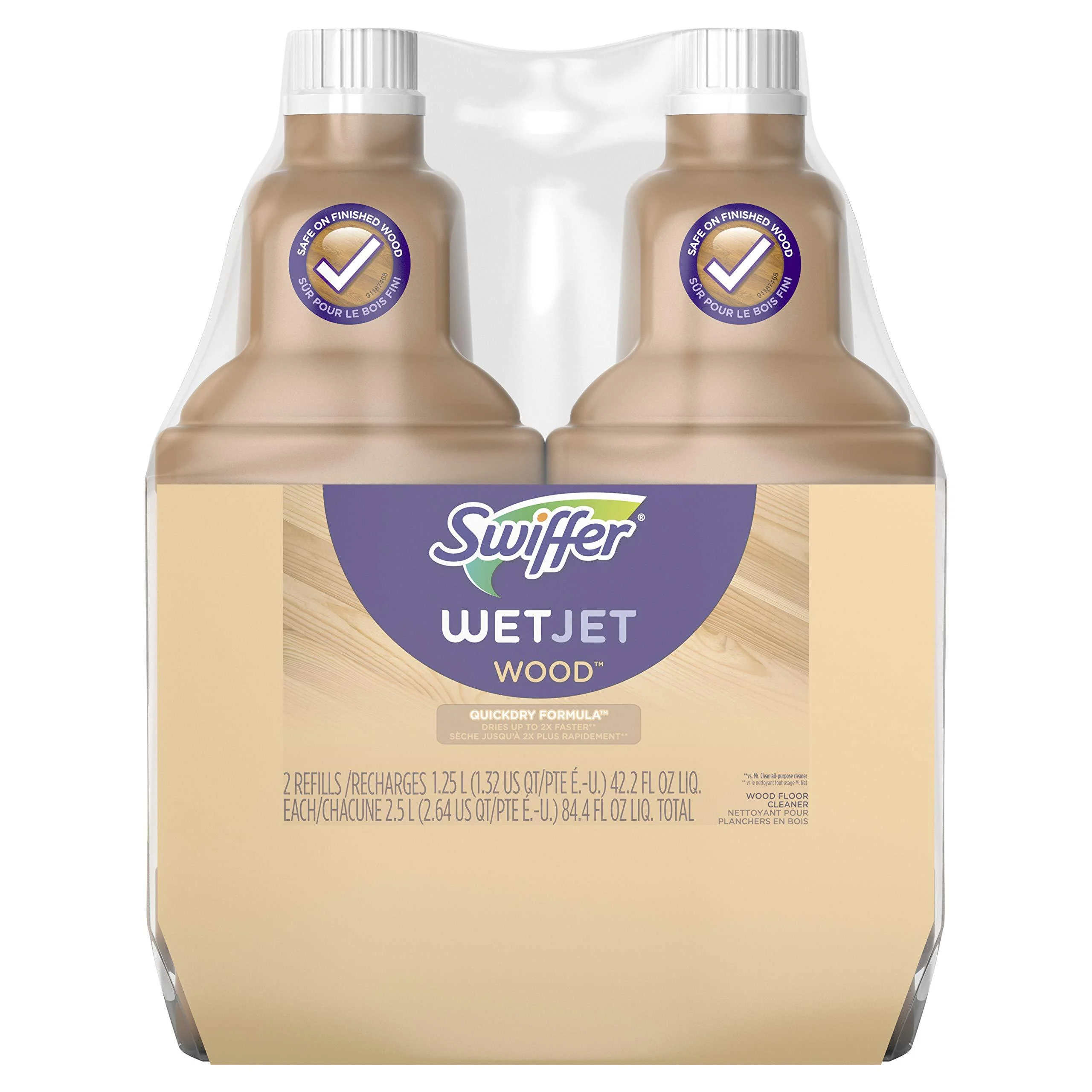 Swiffer Wetjet Wood Floor Cleaner Solution Refill, 42.2 Oz - 2 Pack Lavender,Citrus 42.2 Fl Oz (Pack of 2)