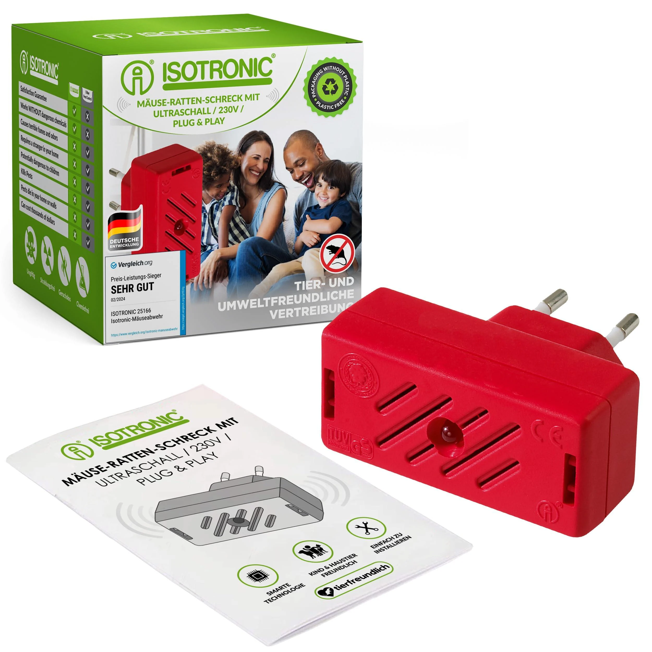 ISOTRONIC mouse distributor/rodent distributor with ultrasound |Defense against mice and rats |electronic animal distributor without mouse trap and rat poison