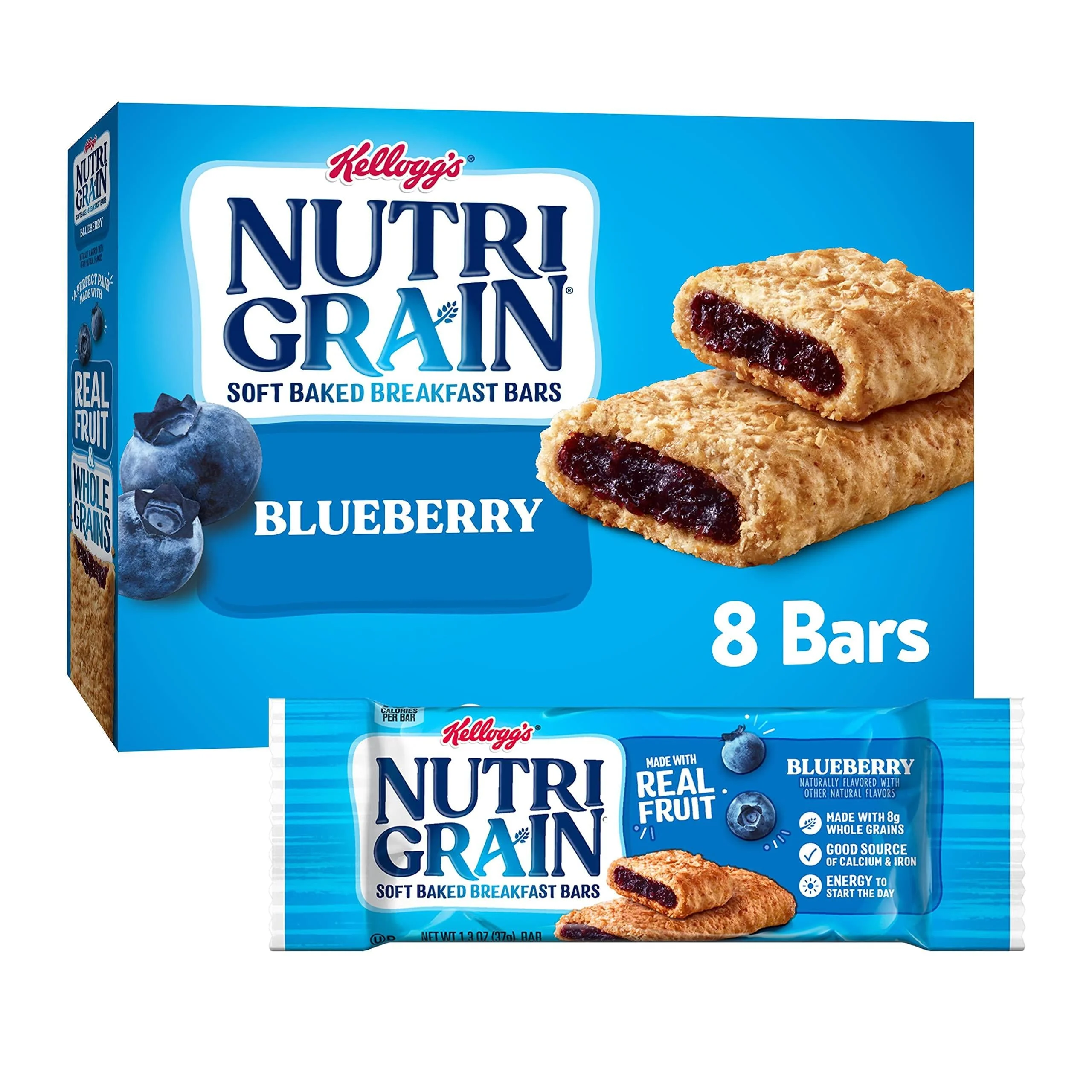 Kellogg's Nutri-Grain Cereal Bars (Blueberry, 8-Count Bars, Pack of 6)