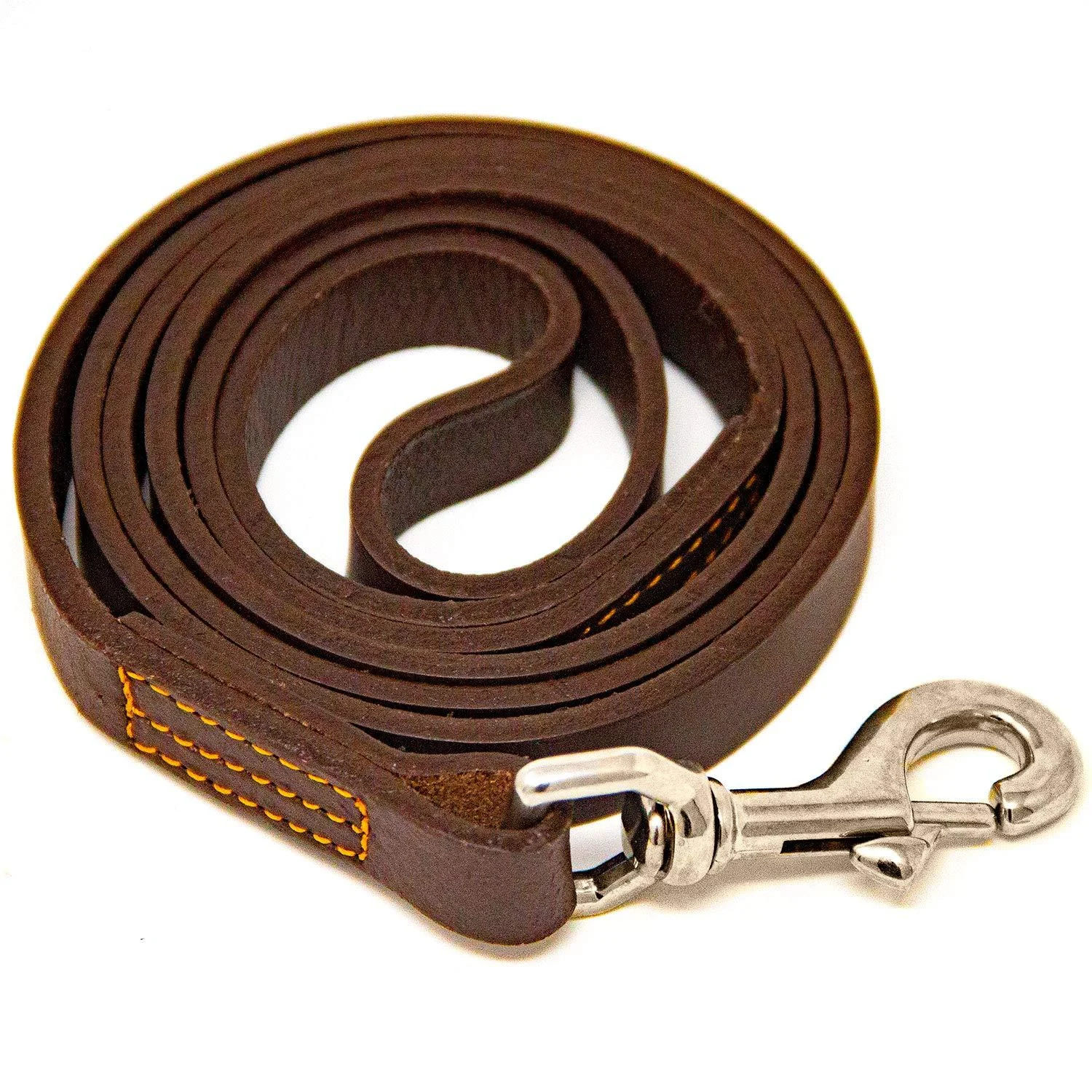 Logical Leather 4 Foot Dog Leash - Best for Training - Heavy Full Grain Leather Lead - Brown 4 Foot Brown