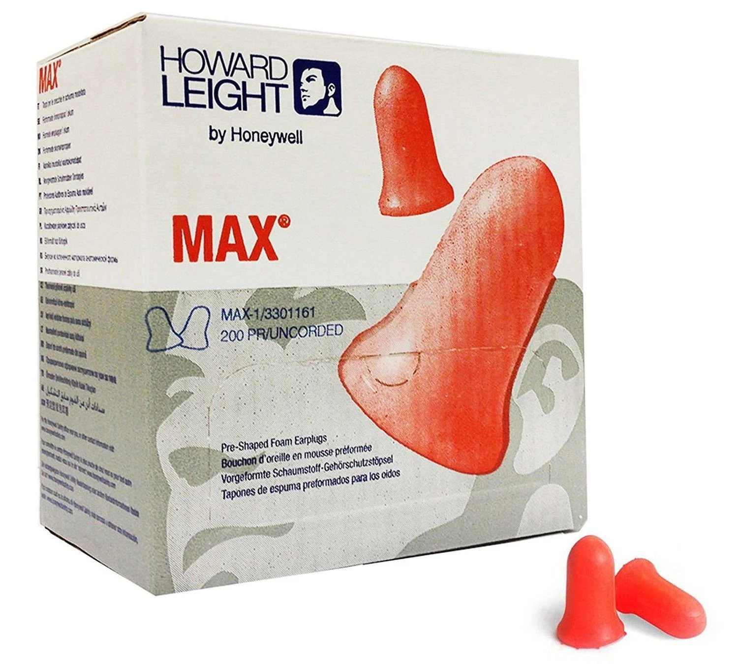 Howard Leight MAX Soft Foam No Cord Earplugs NRR 33dB 200 Pairs