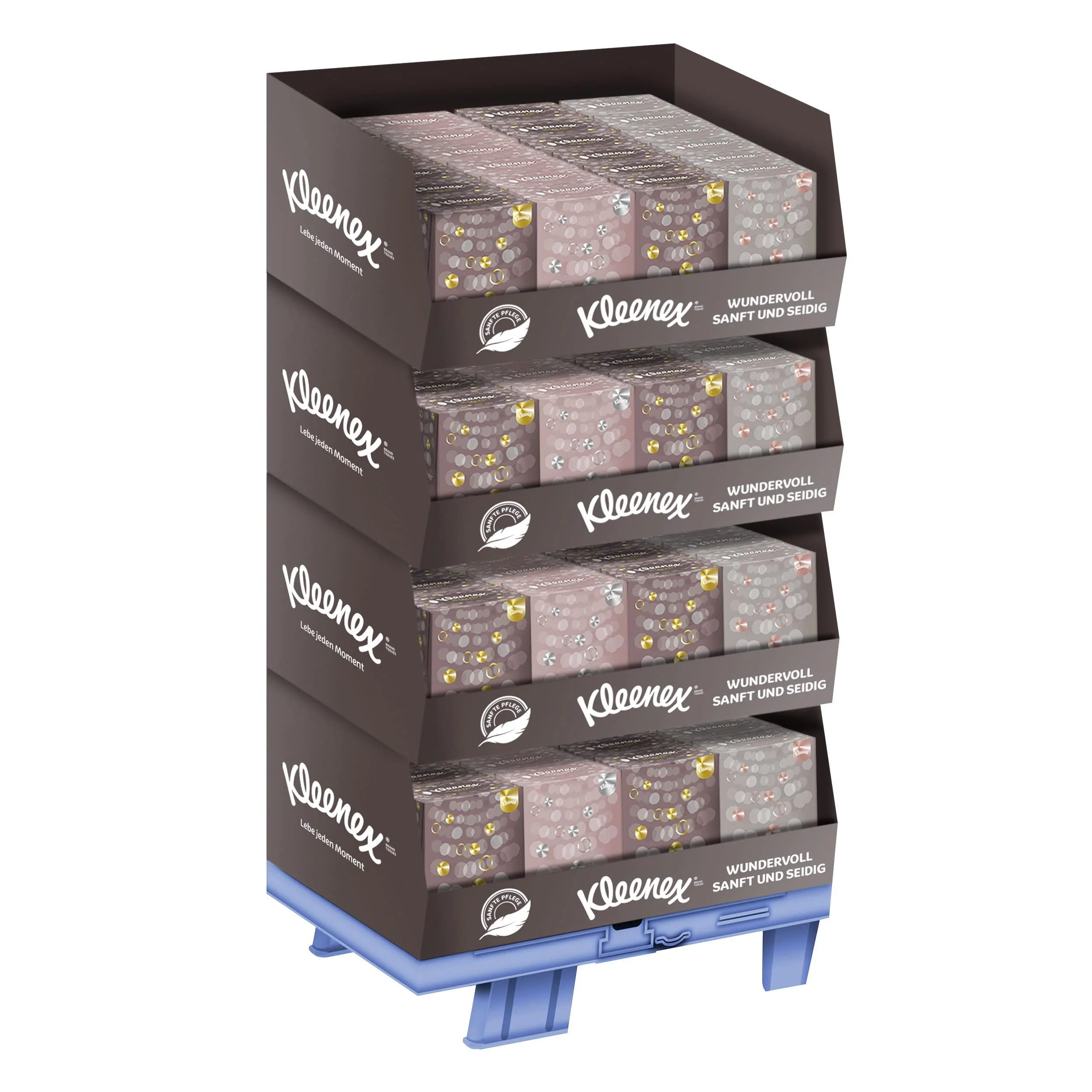 Kleenex Ultra Soft-Box facial tissues cube display 96 x 48 tissues cardboard stand display 96 cubes