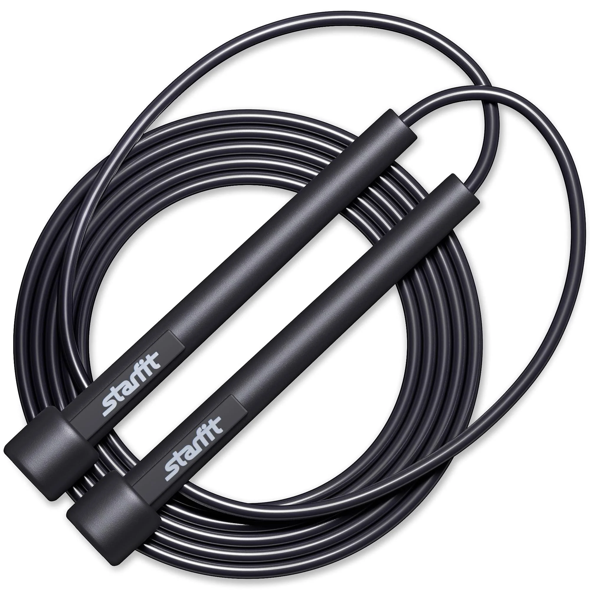 STARFIT Lightweight Jump Rope for Fitness and Exercise - Adjustable Jump Ropes with Plastic Handles - Tangle-Free Skipping Rope for Crossfit, Gym, Cardio and Endurance Training - Jumping Rope for Workout Black