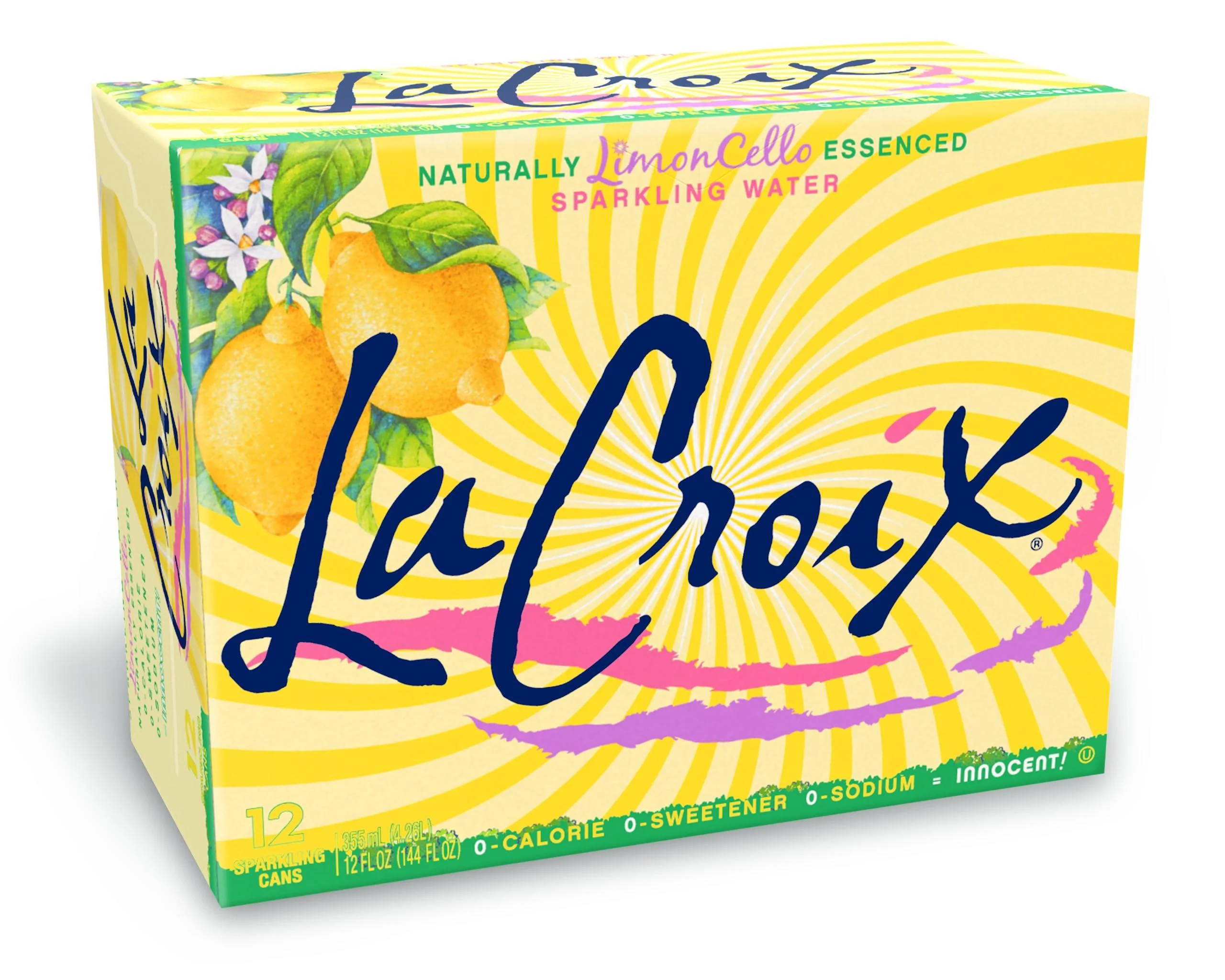 LaCroix Eau p tillante naturel 12 canettes x 355 ml Sans sucres sans calories sans sodium (Limoncello) - La Croix