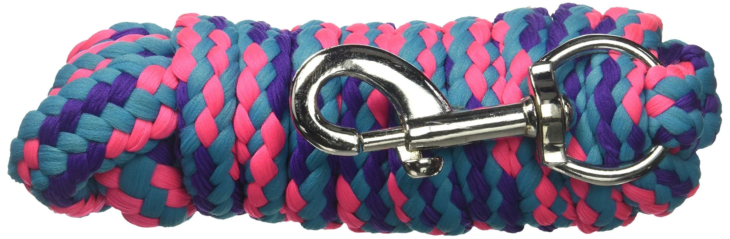 Tough 1 8' Braided Soft Poly Lead Rope Purple/Turquoise/Hot Pink 8ft