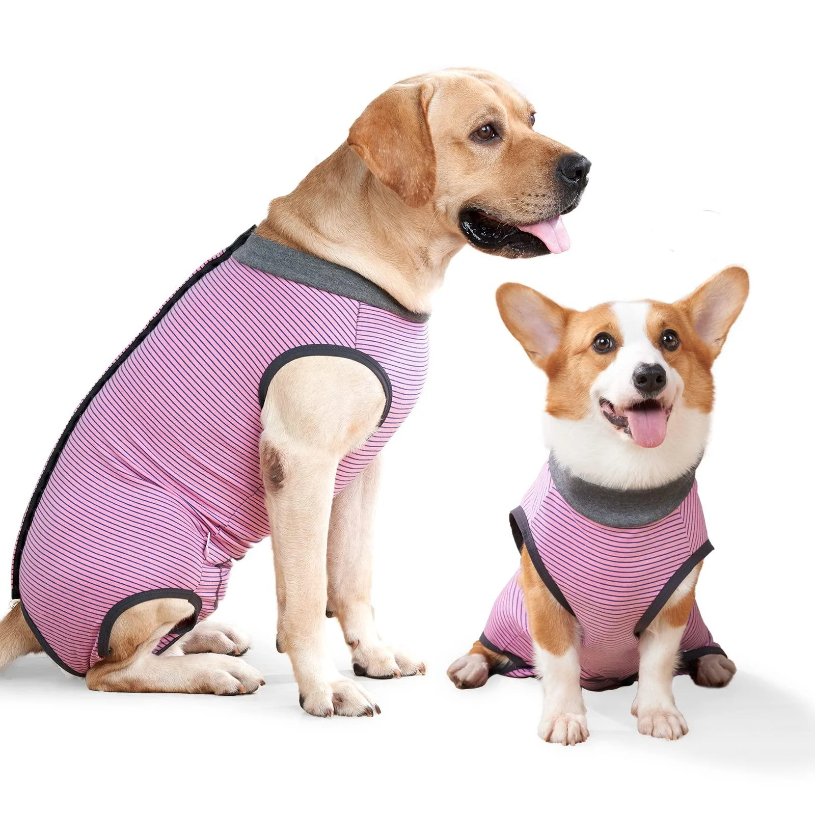 Dog dividers breathable for surgical abdominal wounds and skin protection anti-losing cone e-neck band alternative after operations M (1-pack) pink