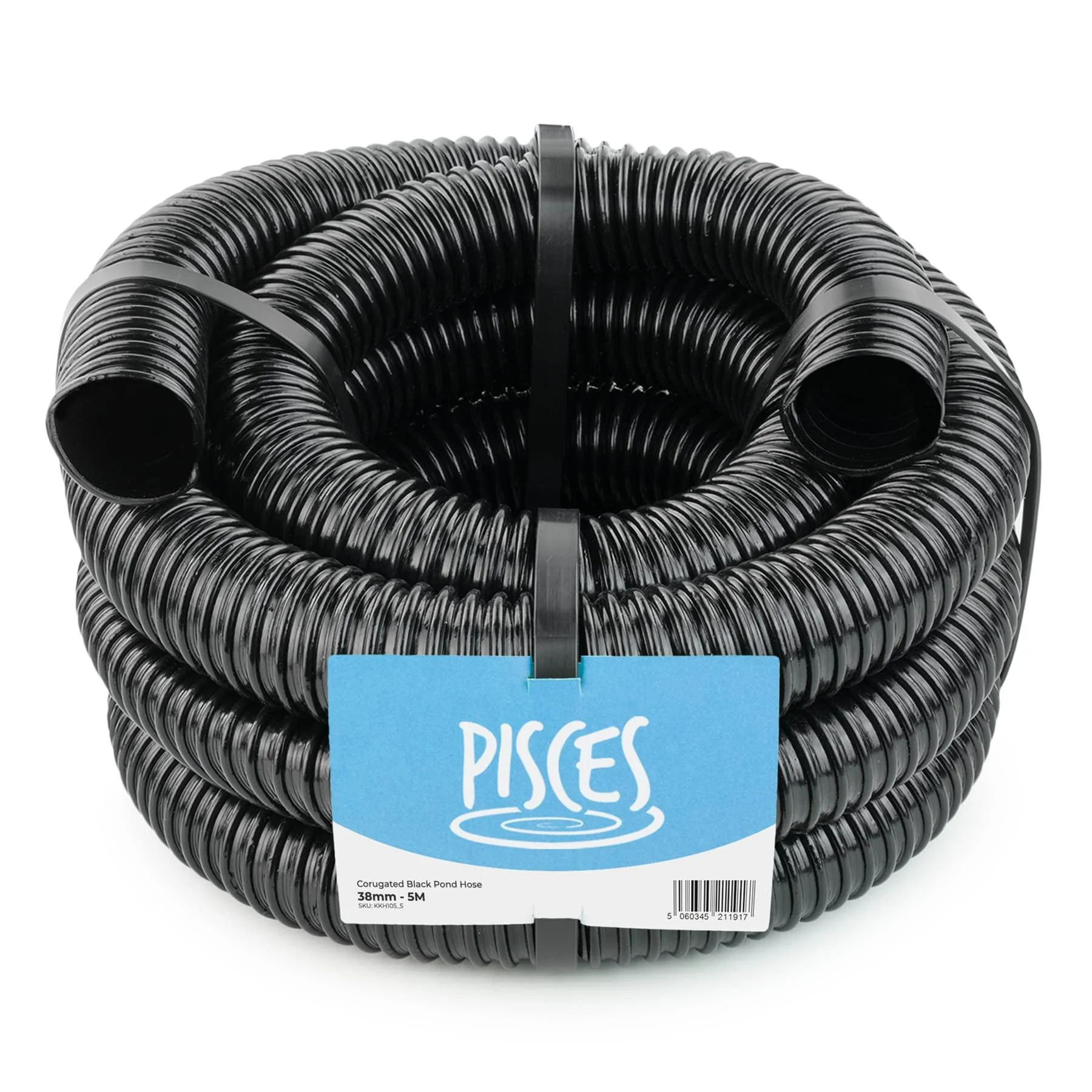 Pisces 38mm (1.5 inch) Black Pond Corrugated Flexible Hose Pipe - 5m Roll 5 38mm (1.5 inch)