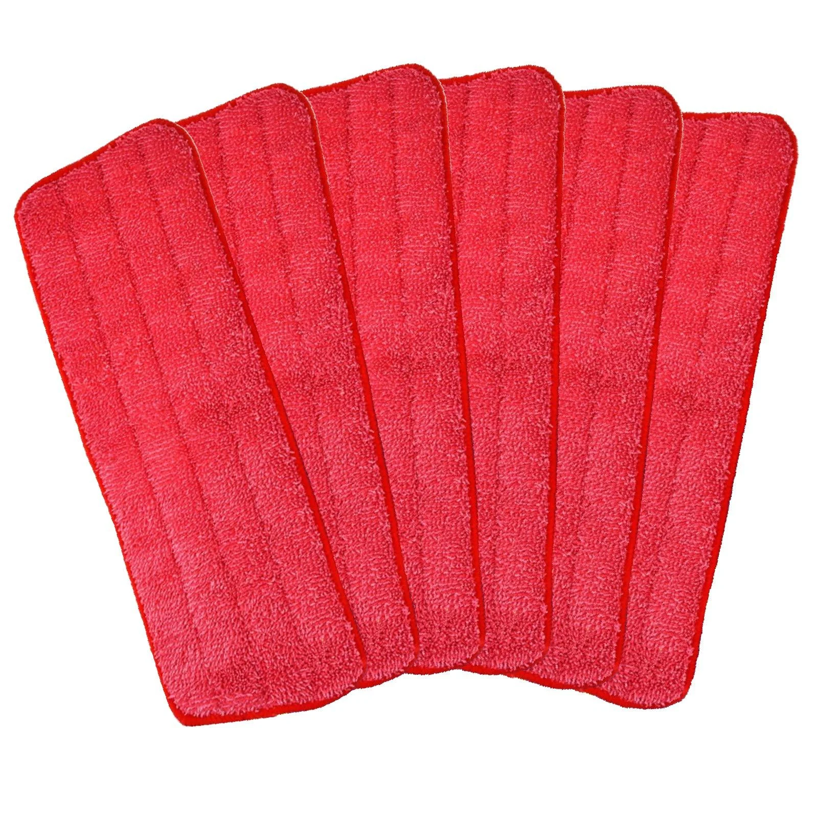 Microfiber Replacement Mop Pad 18 x 6 Wet & Dry Home & Commercial Cleaning Refills Reusable Floor Mop Pads 6 Pack (Red) - Ailelan