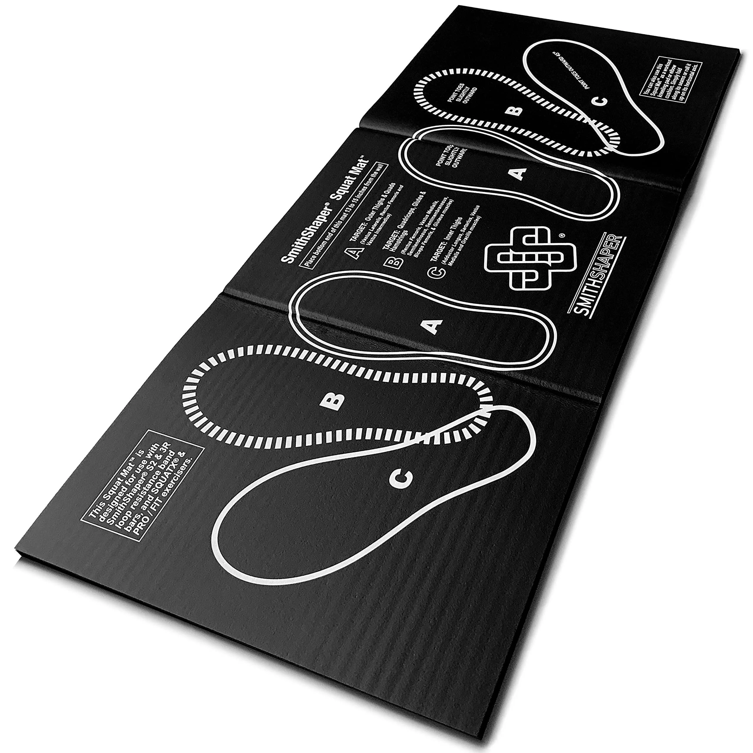 SmithShaper Squat Mat Knee Mat - 30.75" Length -Squats Leg Muscle Targeting - Folds to 0.90-inch Thick Exercise Kneeling Mat - Ab Rollouts - Knee Pushups Pad - NBR