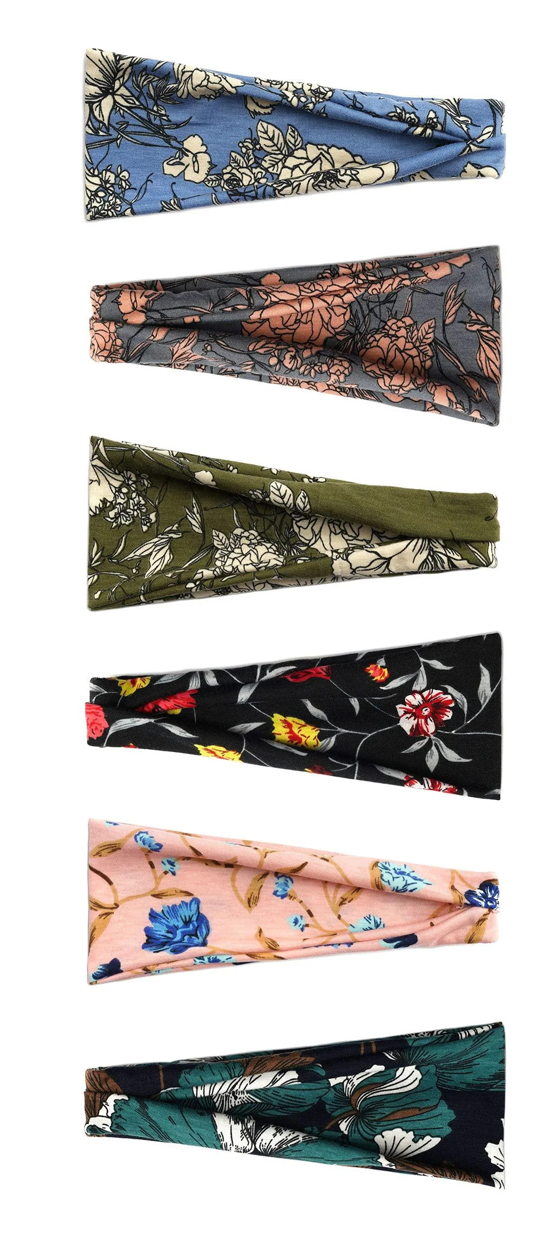 PLOVZ 6 Pack Women's Yoga Running Headbands Sports Workout Hair Bands (Set 023N)