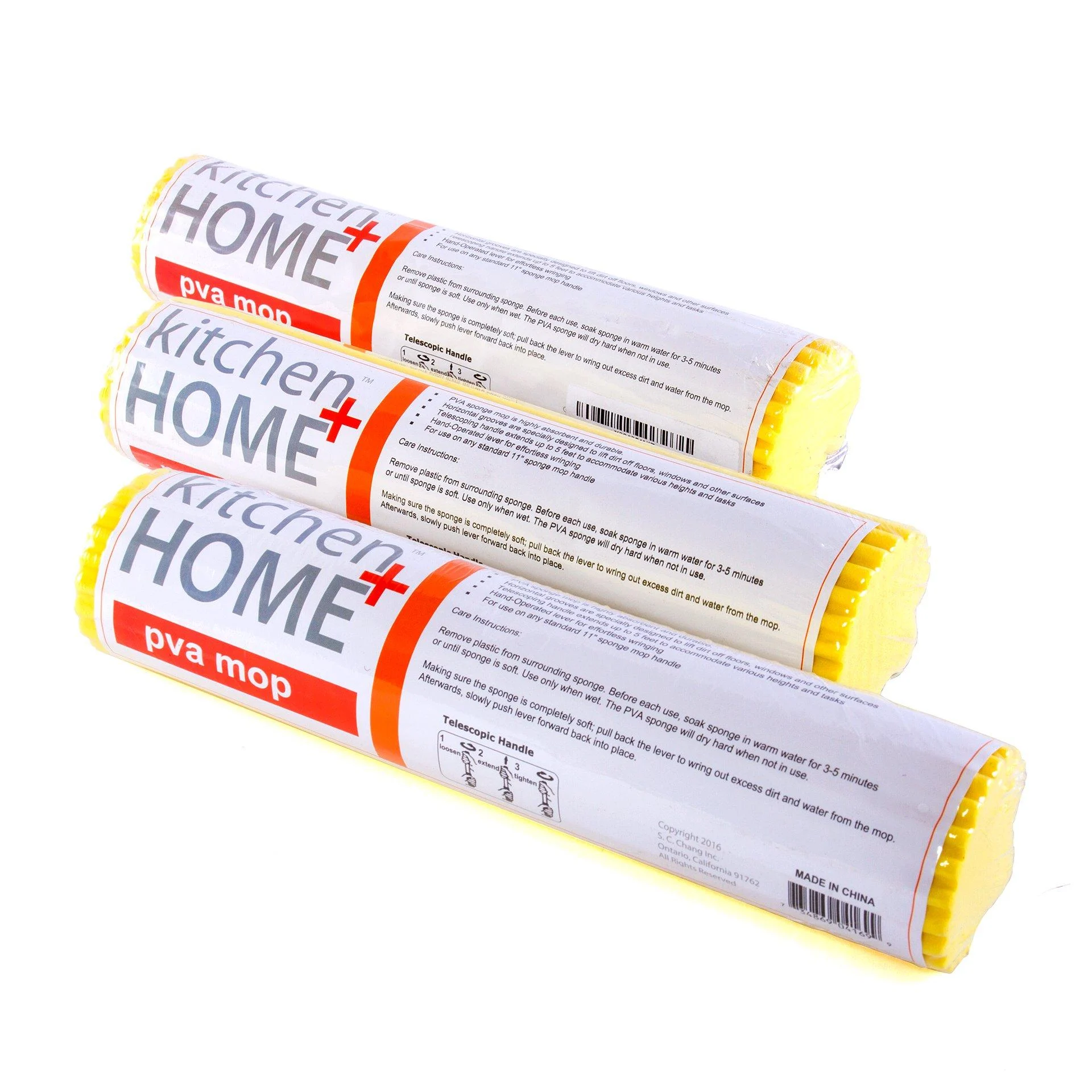 Kitchen + Home Sponge Mop Head Refill - Set of 3 Super Absorbent and Durable PVA Roller Mop Head Refill
