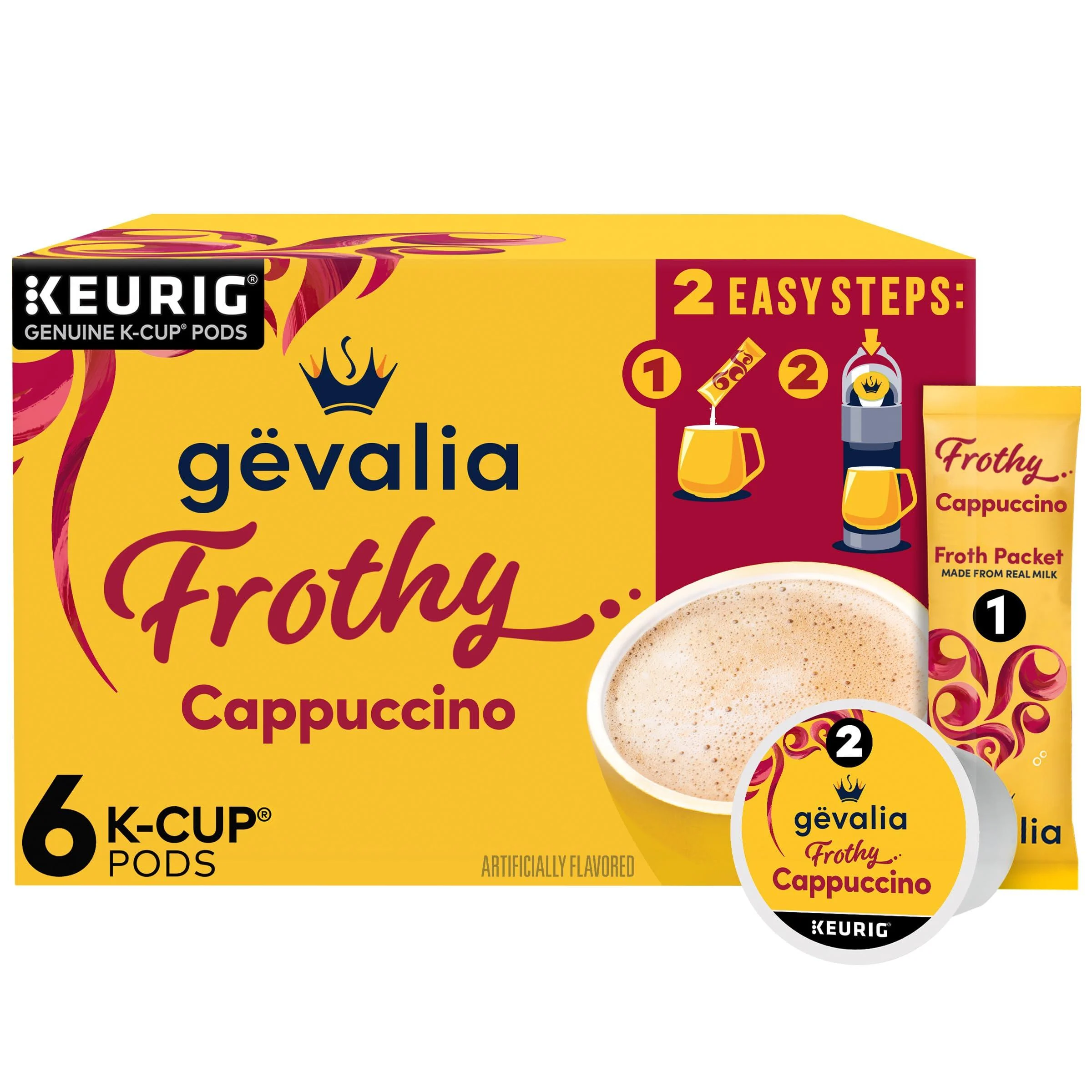 Gevalia Kaffe Lot de 6 tasses caf expresso et sachets de mousse cappuccino en 2 tapes