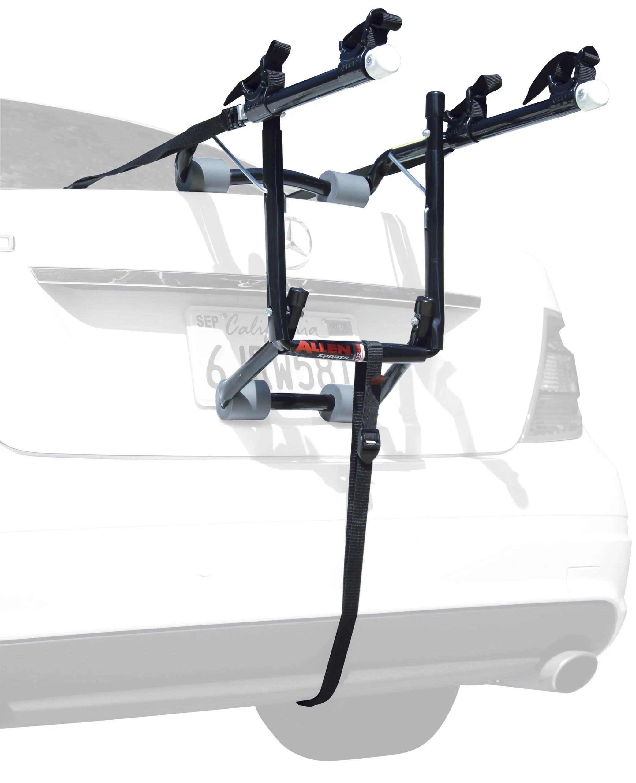Allen Sports Deluxe 2-Bike Trunk Mount Rack, Model 102DB, Black/ Silver, 23 x 15 x 4 inches Blk/ Silver