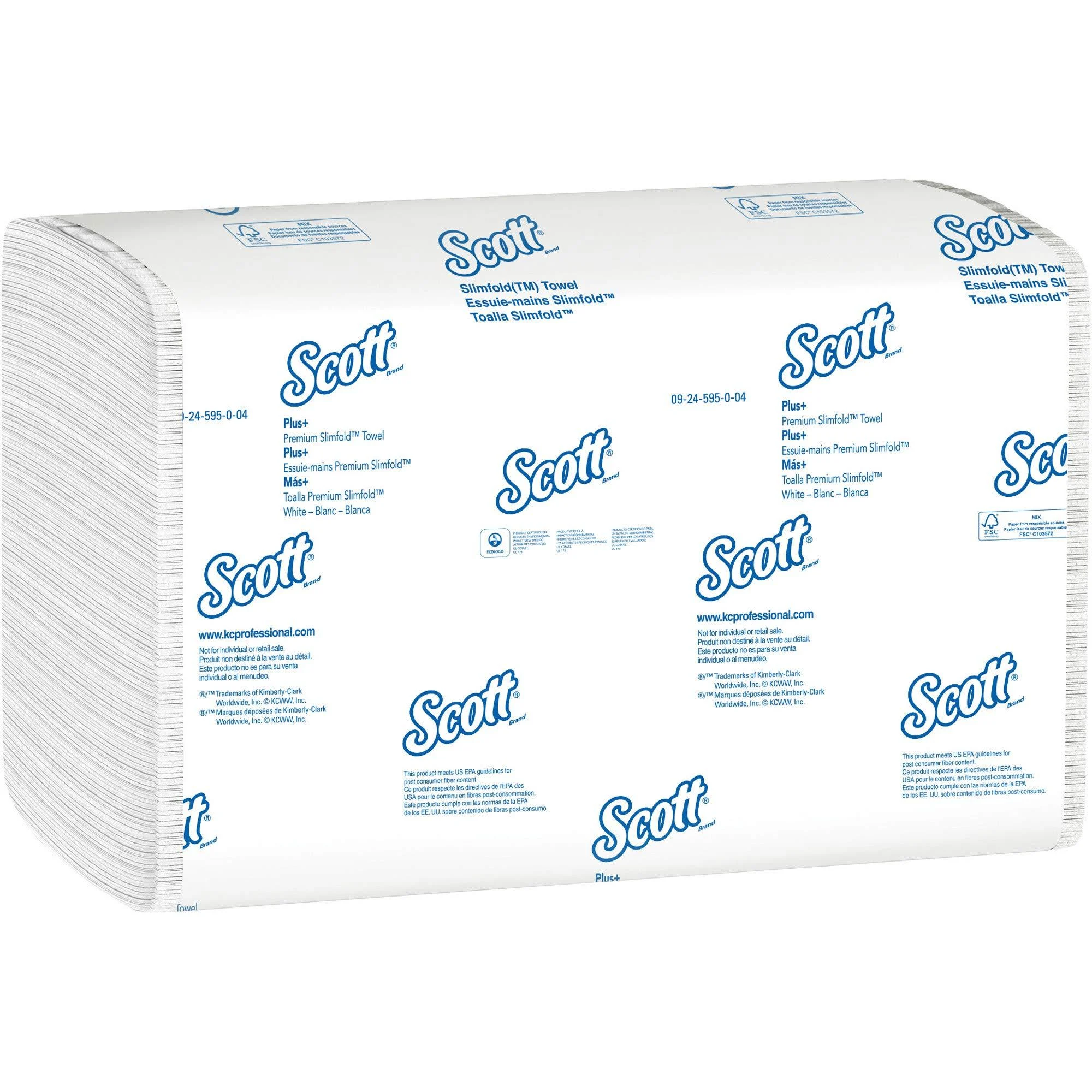 Scott Control Hand Towels Slimfold (04442) with Fast-Drying Absorbency Pockets, White, 90 Towels / Clip, 24 Packs / Case, 90 Count (Pack of 24)