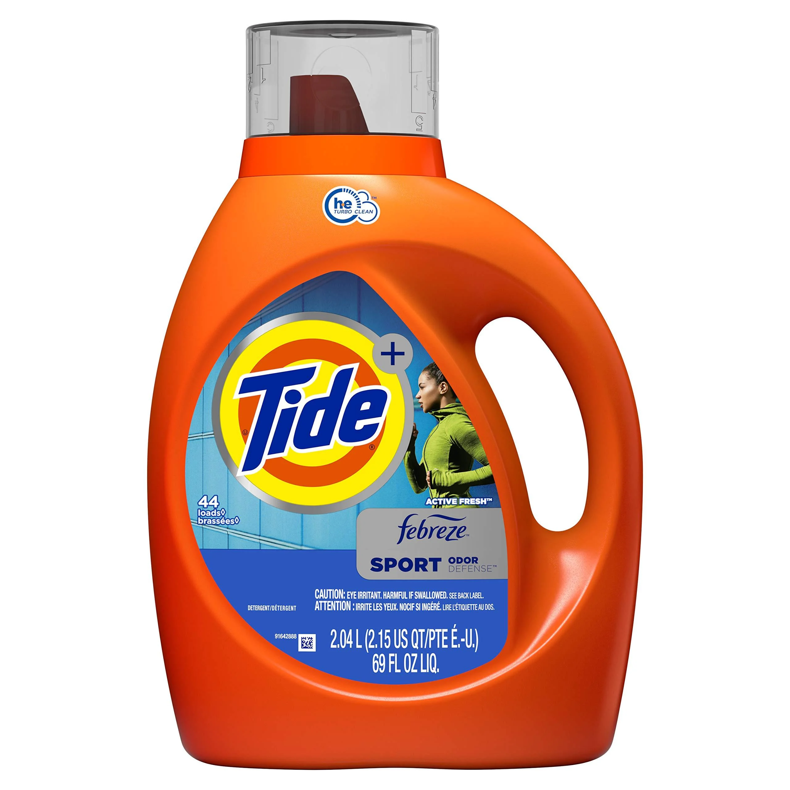 Tide Plus Febreze Fresh Sport Odor Defense HE Turbo Clean Liquid Laundry Detergent, Active Fresh Scent, 2.04 L (44 Loads) - Packaging May Vary fresh 69 Fl Oz (Pack of 1)